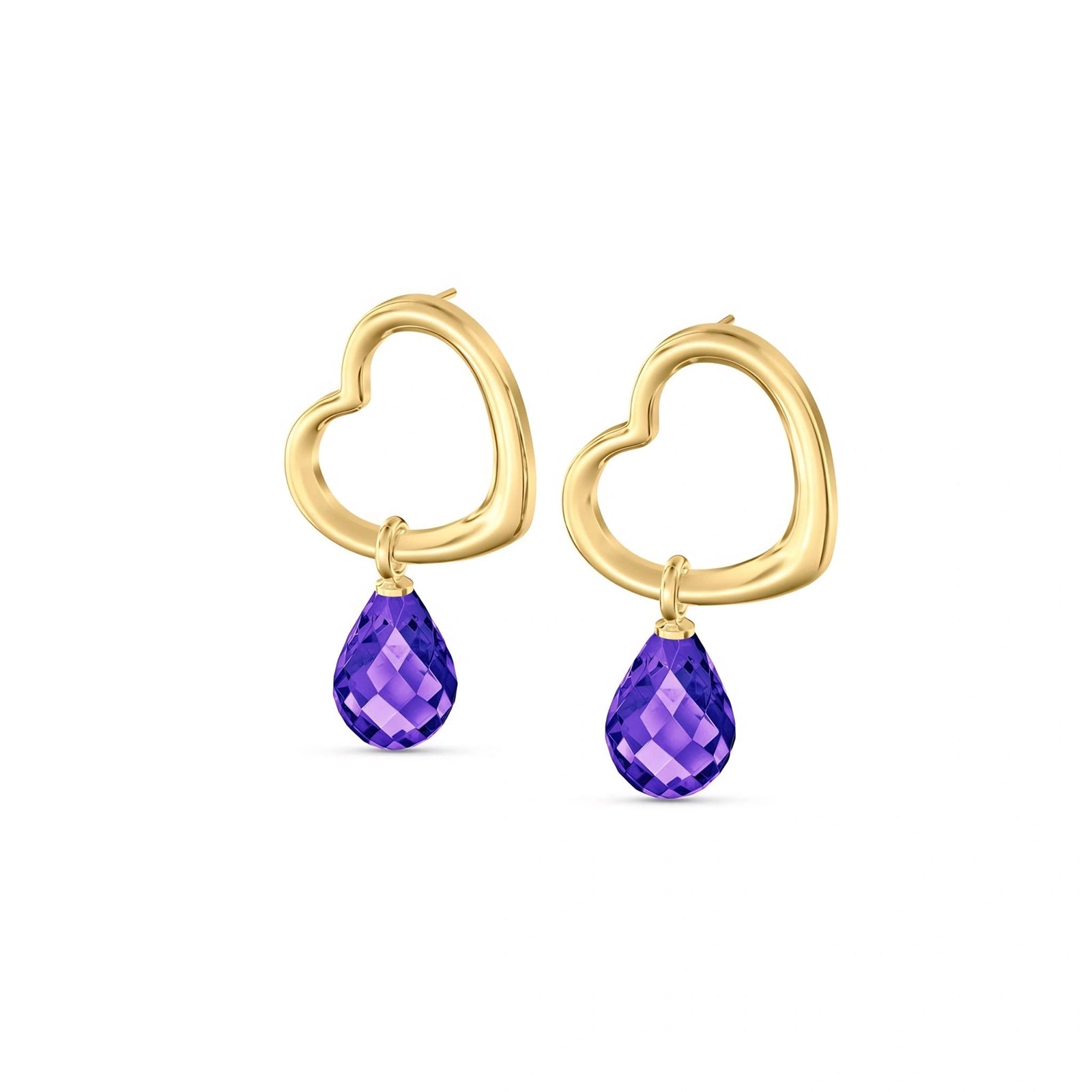 Yellow Gold Earrings Amethyst 10K — Fiordaliso