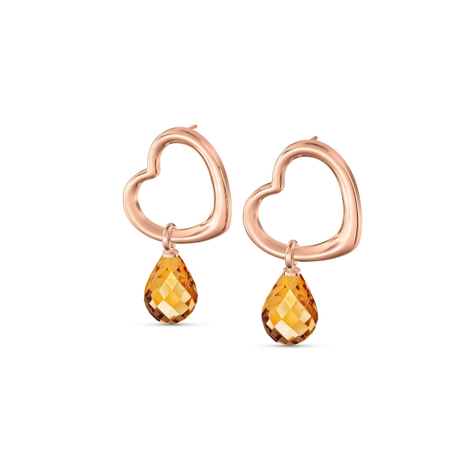 Rose Gold Earrings Citrine 10K — Fiordaliso