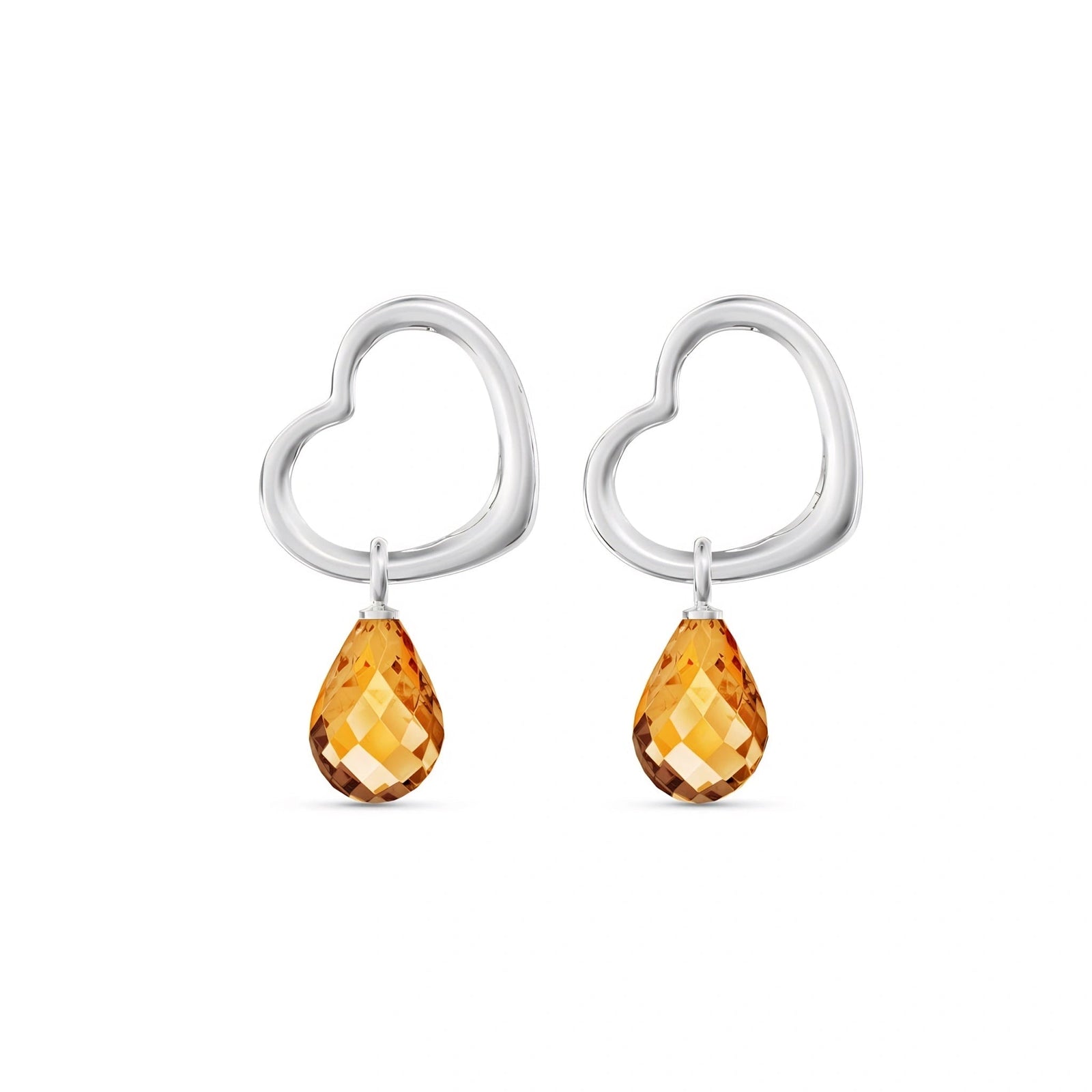 White Gold Earrings Citrine 10K — Fiordaliso