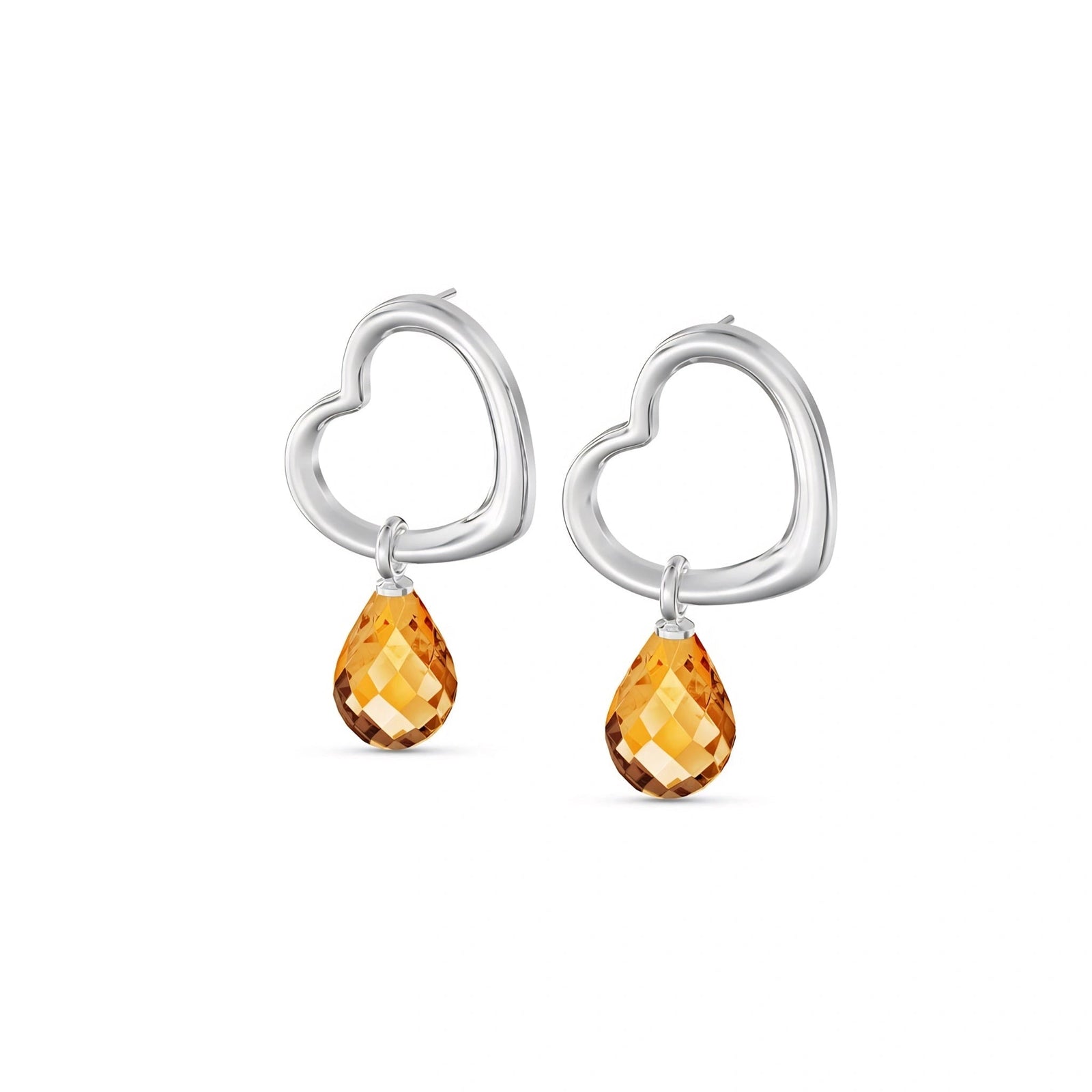White Gold Earrings Citrine 10K — Fiordaliso