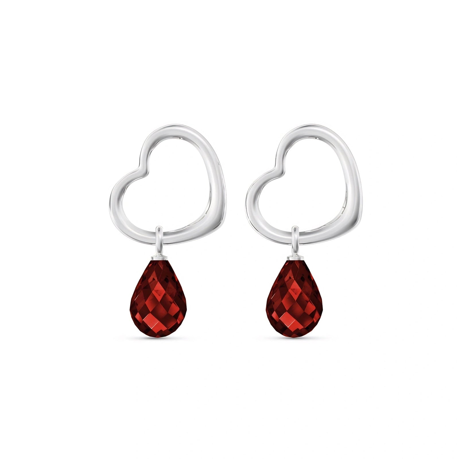 White Gold Earrings Garnet 10K — Fiordaliso