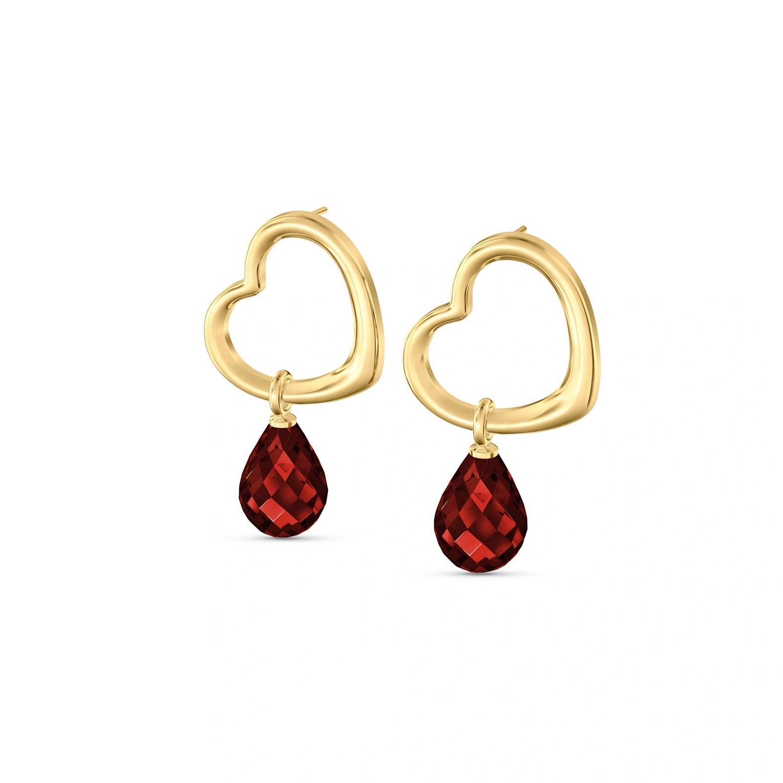 Yellow Gold Earrings Garnet 10K — Fiordaliso