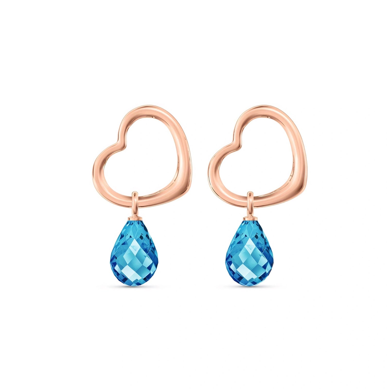 Rose Gold Earrings Blue Topaz 10K — Fiordaliso
