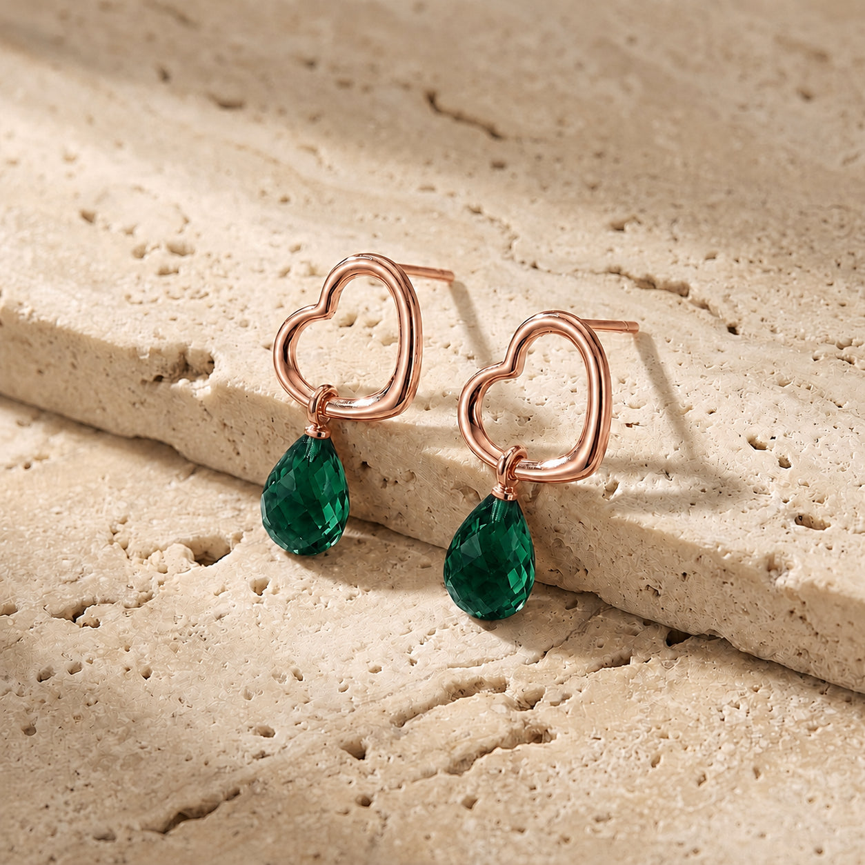 Rose Gold Earrings Blue Topaz 10K — Fiordaliso