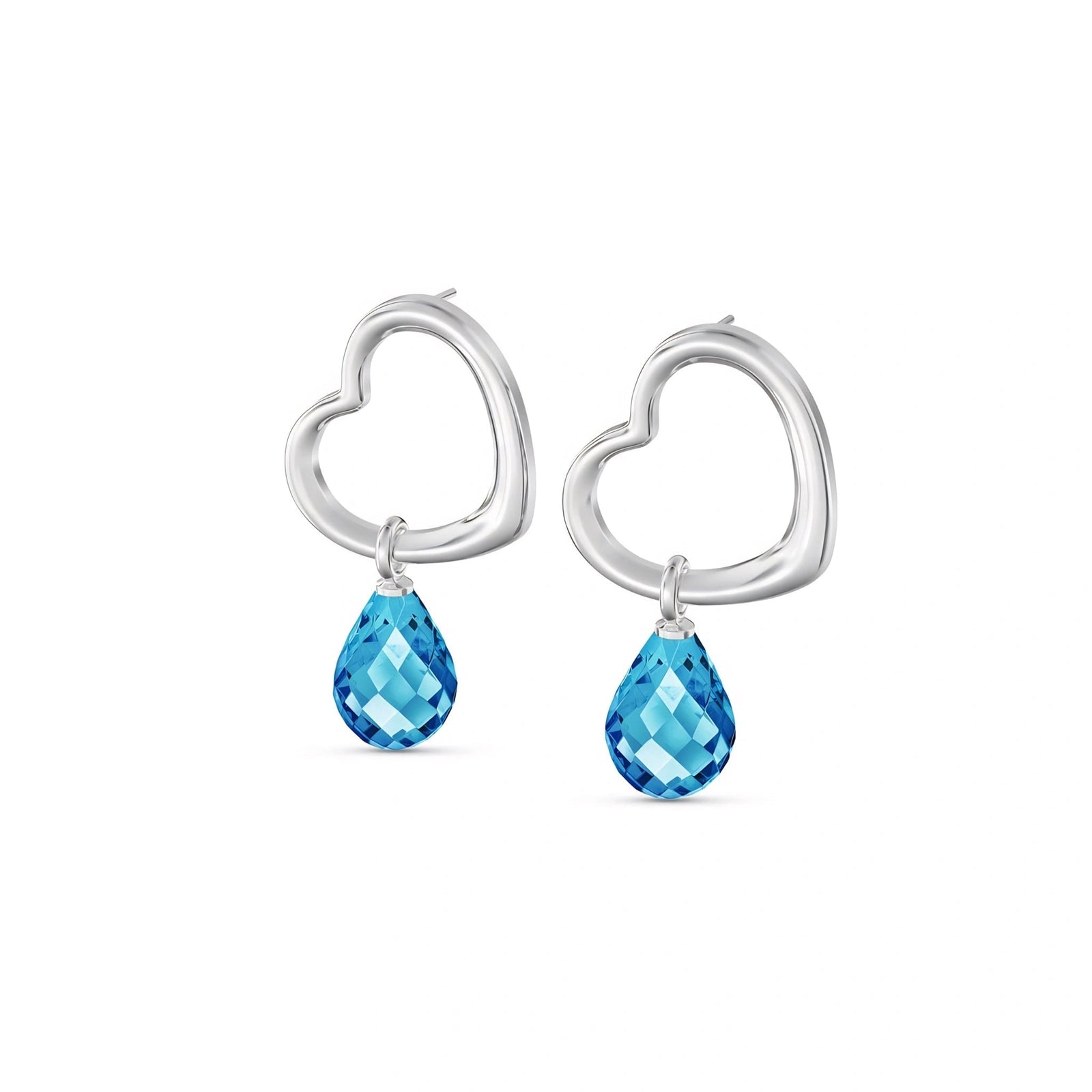 White Gold Earrings Blue Topaz 10K — Fiordaliso
