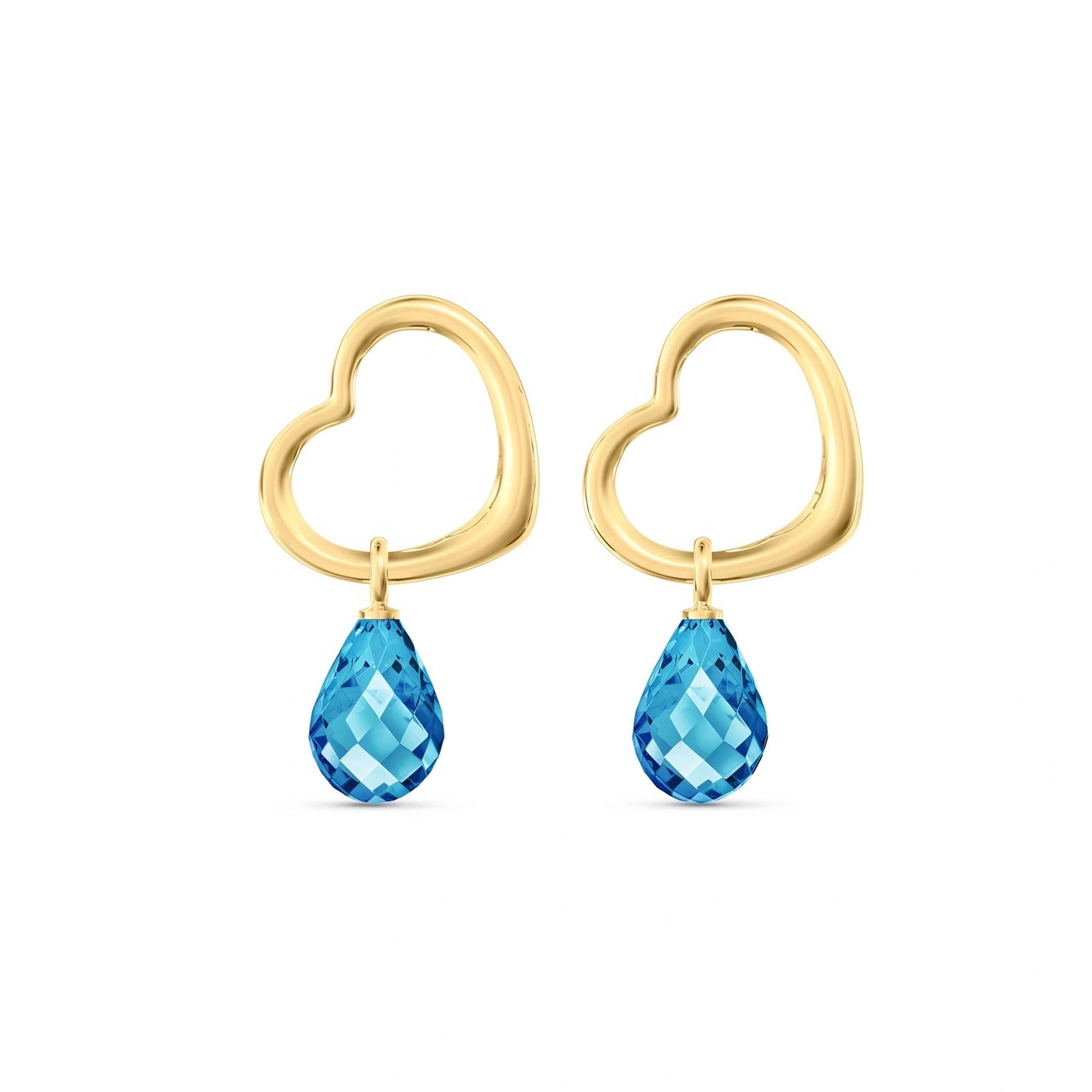 Yellow Gold Earrings Blue Topaz 10K — Fiordaliso