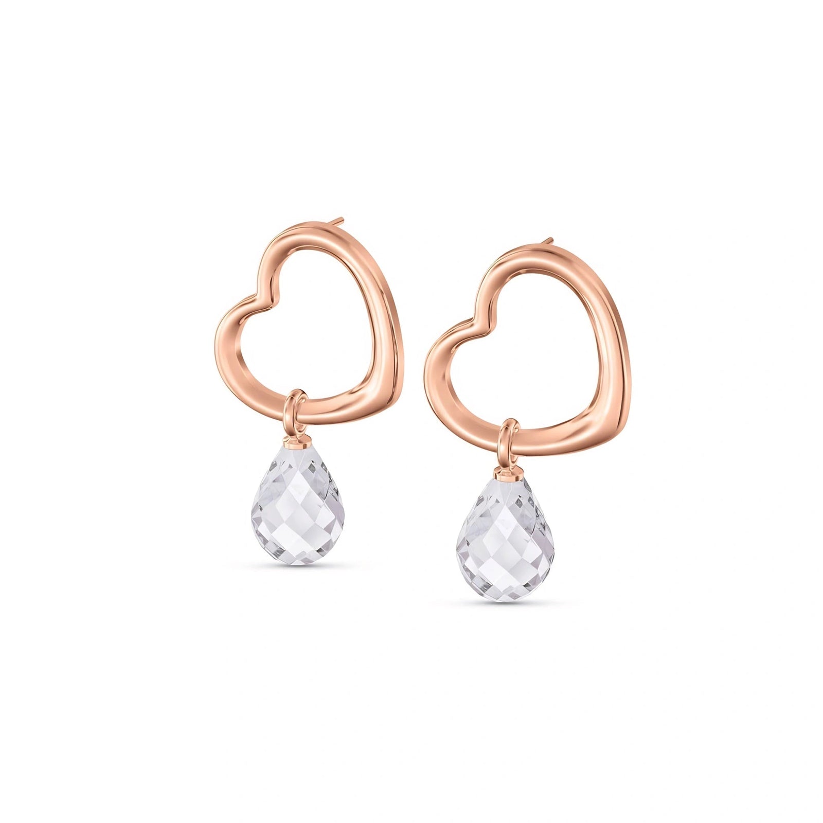 Rose Gold Earrings White Topaz 10K — Fiordaliso