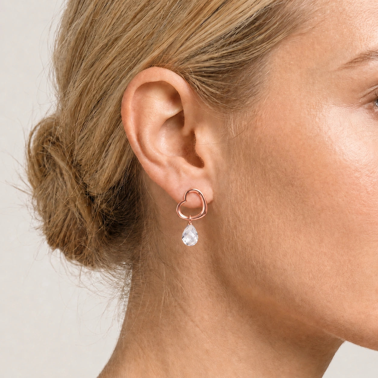 Rose Gold Earrings White Topaz 10K — Fiordaliso
