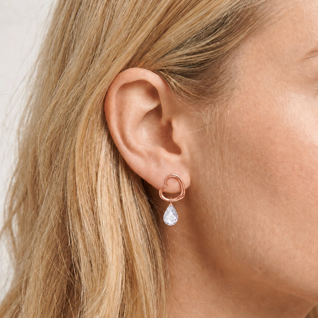 Rose Gold Earrings White Topaz 10K — Fiordaliso