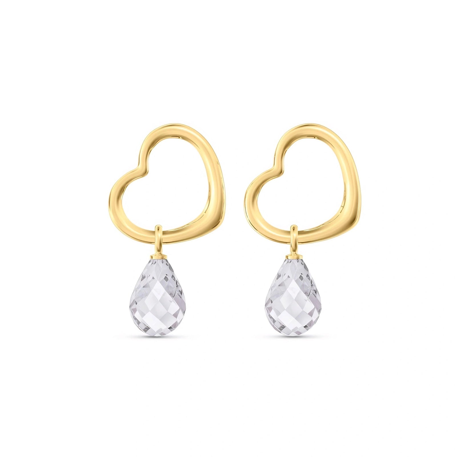 Yellow Gold Earrings White Topaz 10K — Fiordaliso