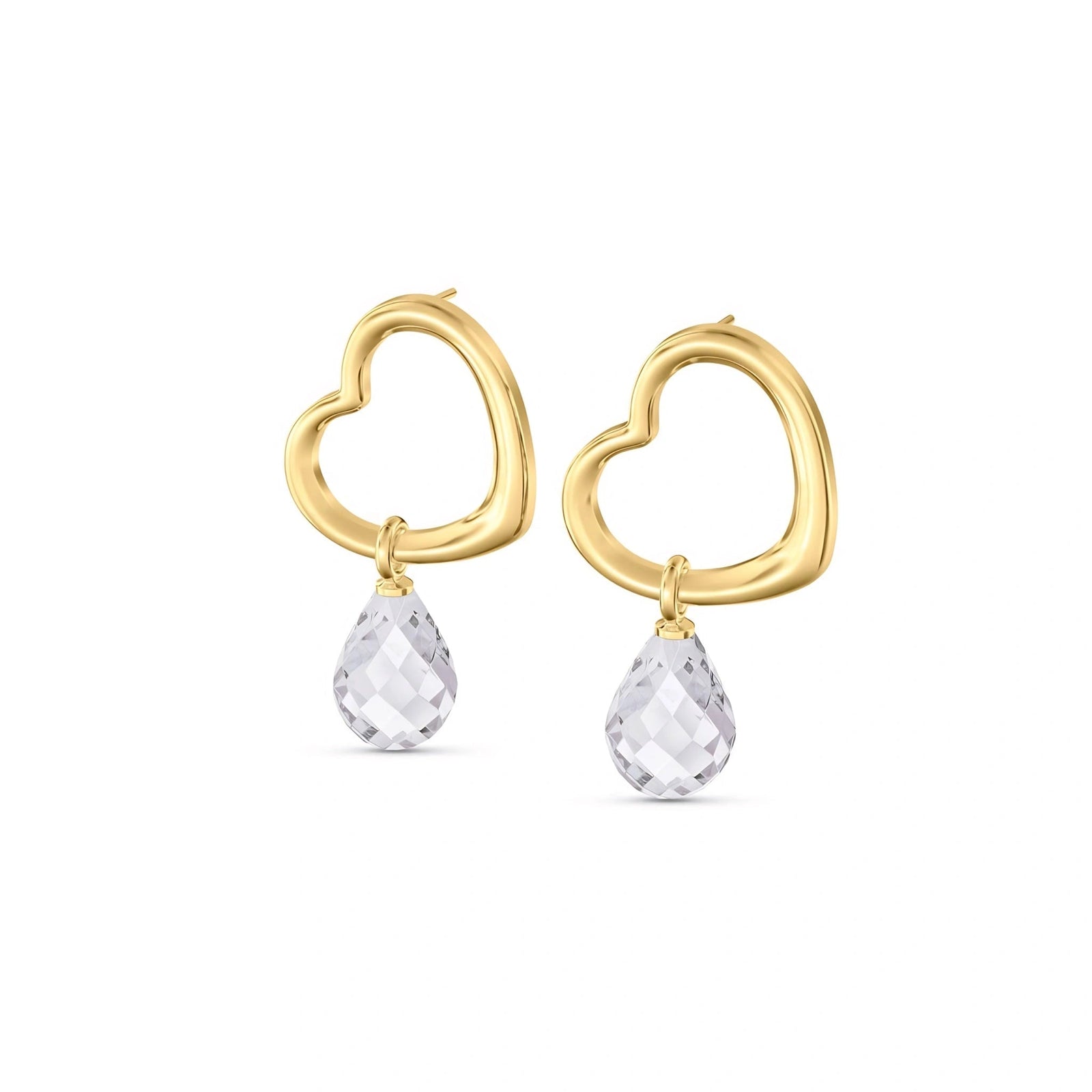 Yellow Gold Earrings White Topaz 10K — Fiordaliso