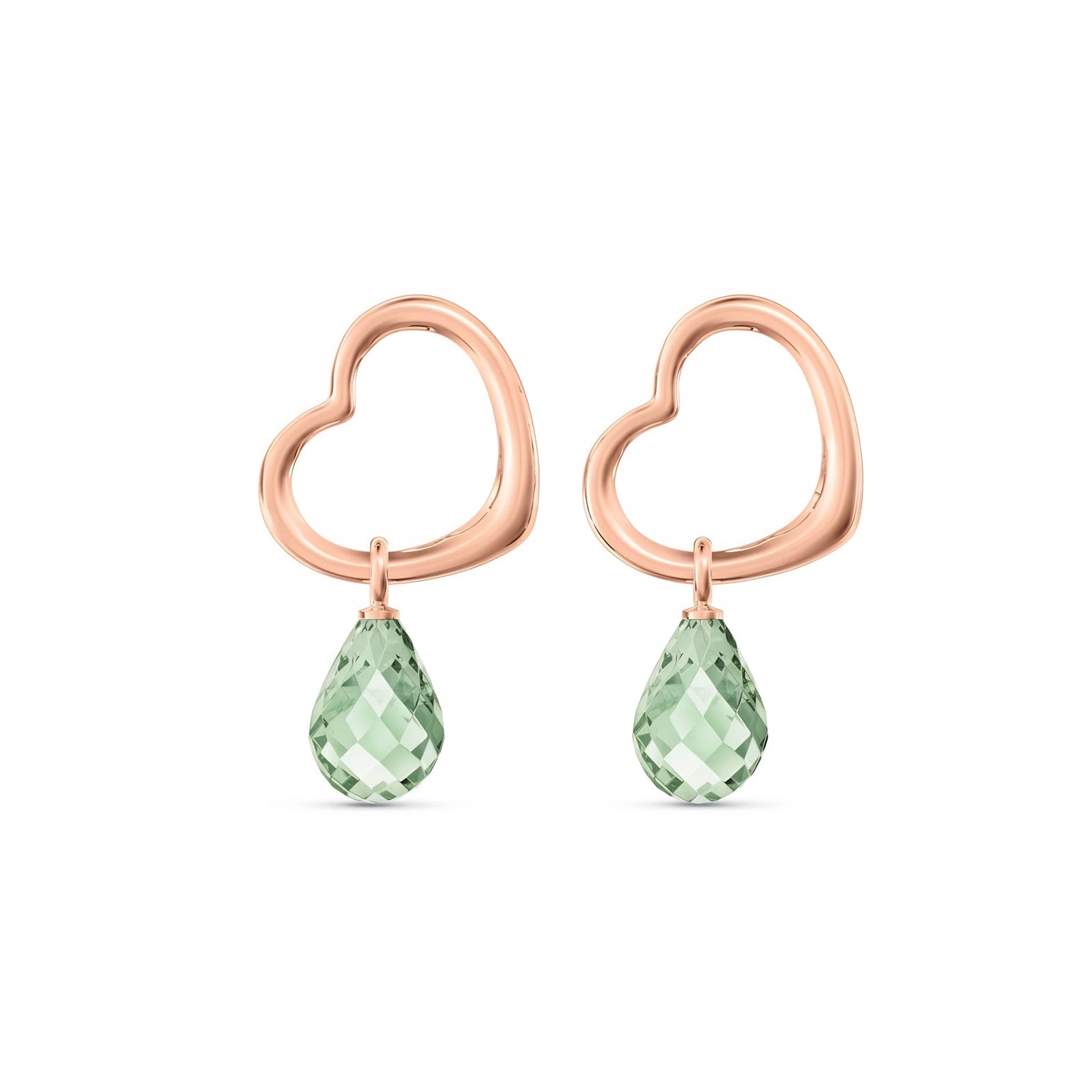 Rose Gold Earrings Green Amethyst 10K — Fiordaliso