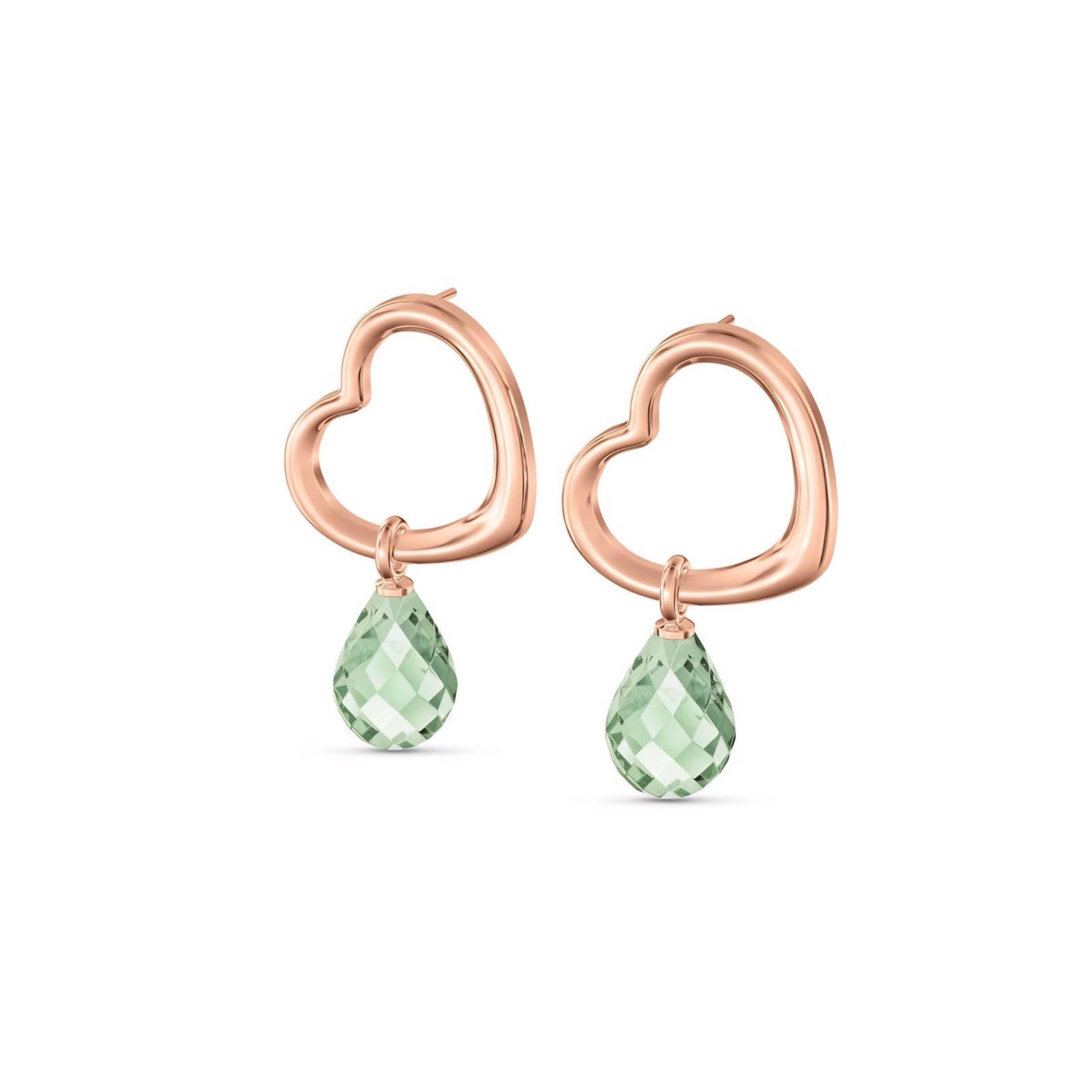 Rose Gold Earrings Green Amethyst 10K — Fiordaliso