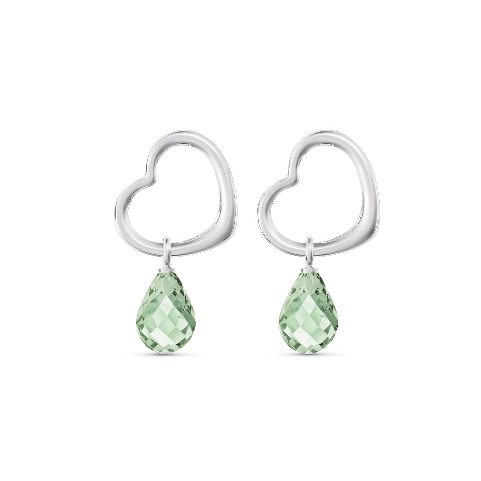 White Gold Earrings Green Amethyst 10K — Fiordaliso