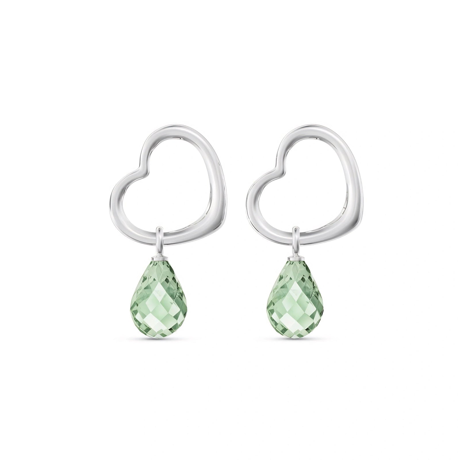 White Gold Earrings Green Amethyst 10K — Fiordaliso