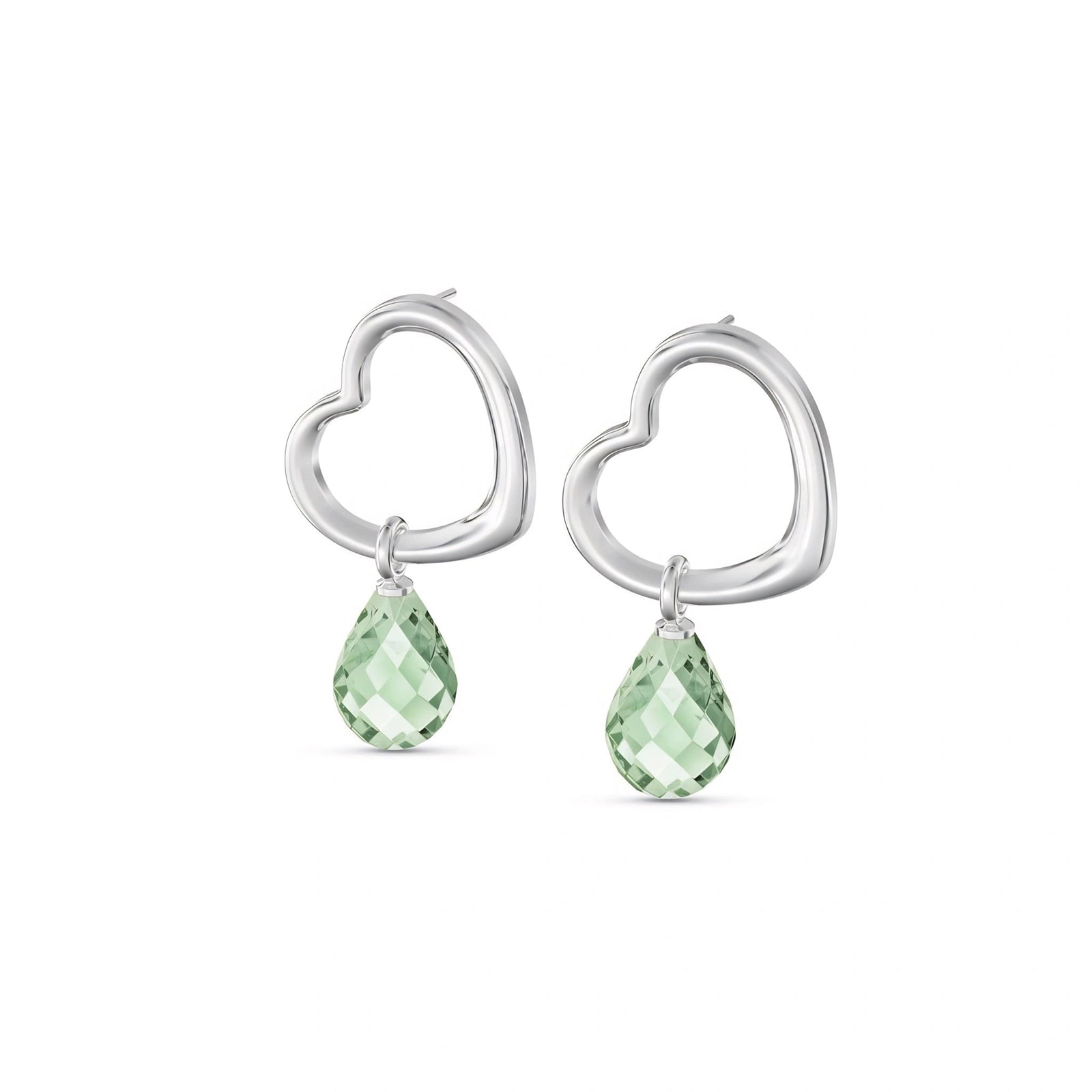 White Gold Earrings Green Amethyst 10K — Fiordaliso
