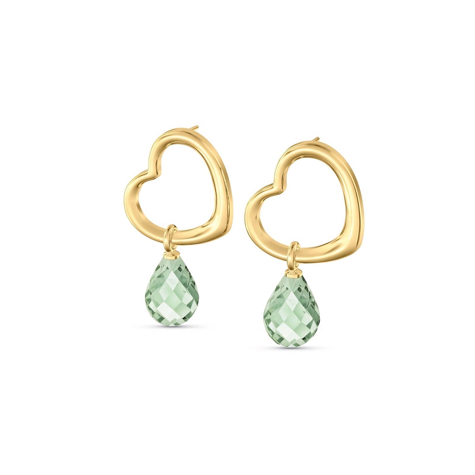 Yellow Gold Earrings Green Amethyst 10K — Fiordaliso
