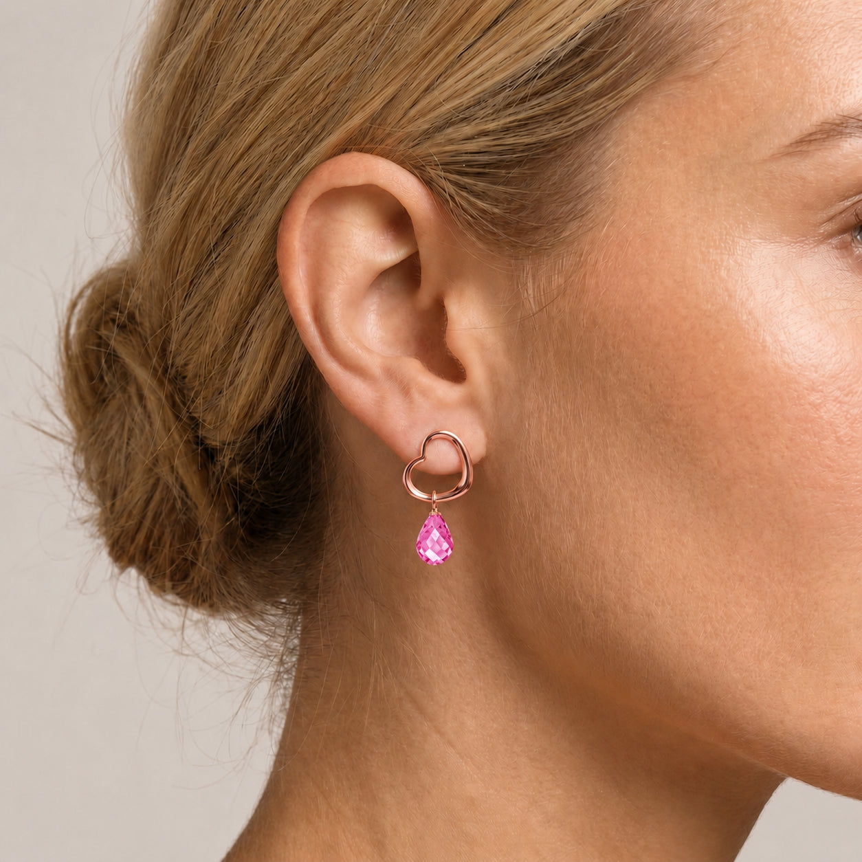 Rose Gold Earrings Ruby 10K — Fiordaliso