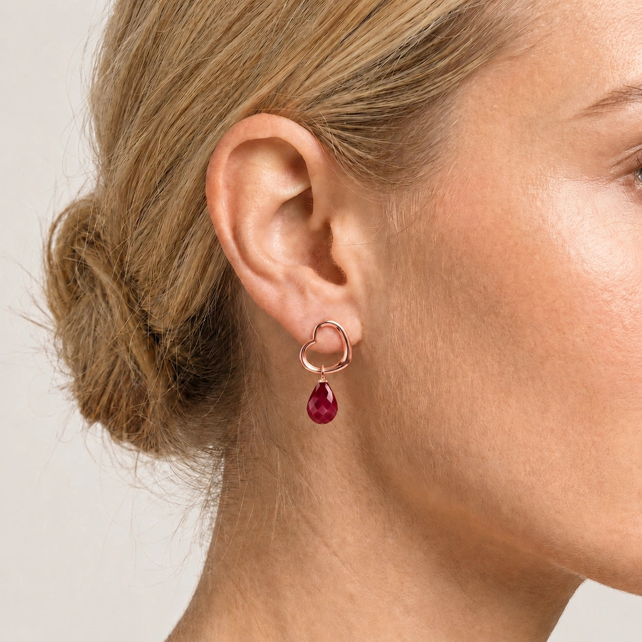 Rose Gold Earrings Ruby 10K — Fiordaliso
