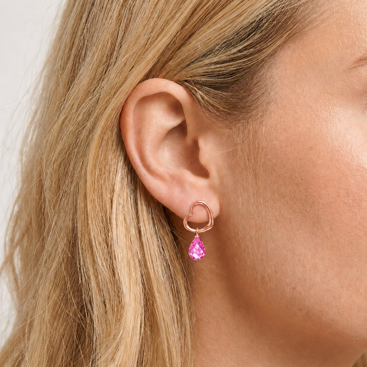 Rose Gold Earrings Ruby 10K — Fiordaliso