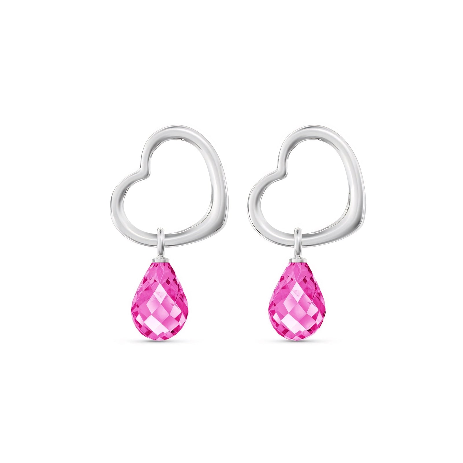 White Gold Earrings Ruby 10K — Fiordaliso