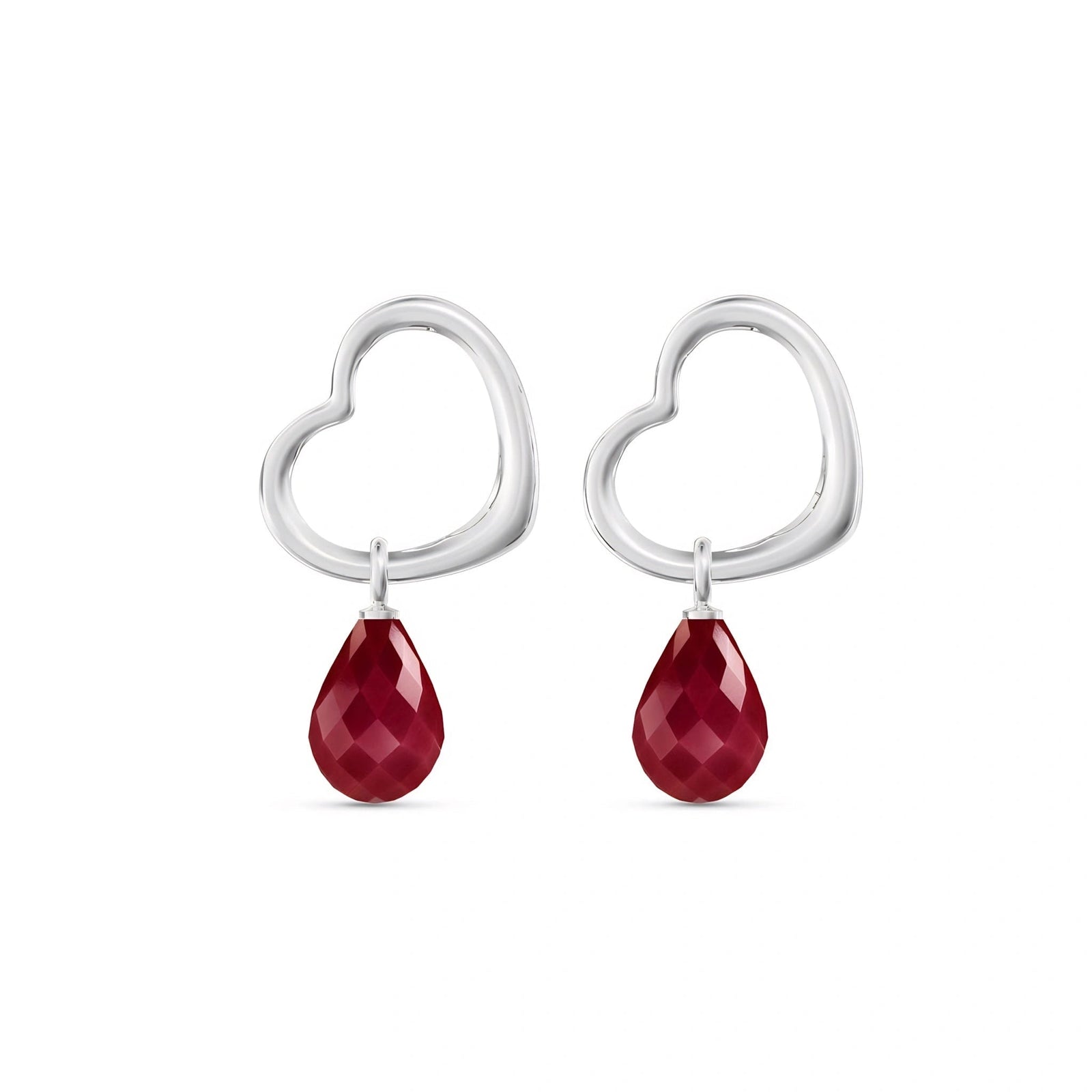 White Gold Earrings Ruby 10K — Fiordaliso