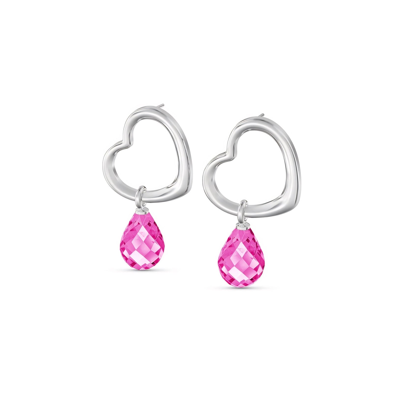 White Gold Earrings Ruby 10K — Fiordaliso
