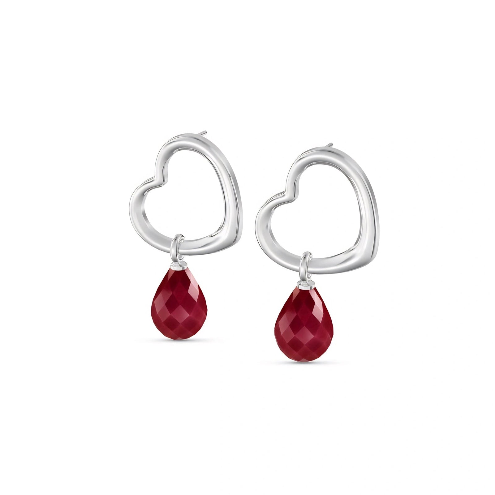 White Gold Earrings Ruby 10K — Fiordaliso