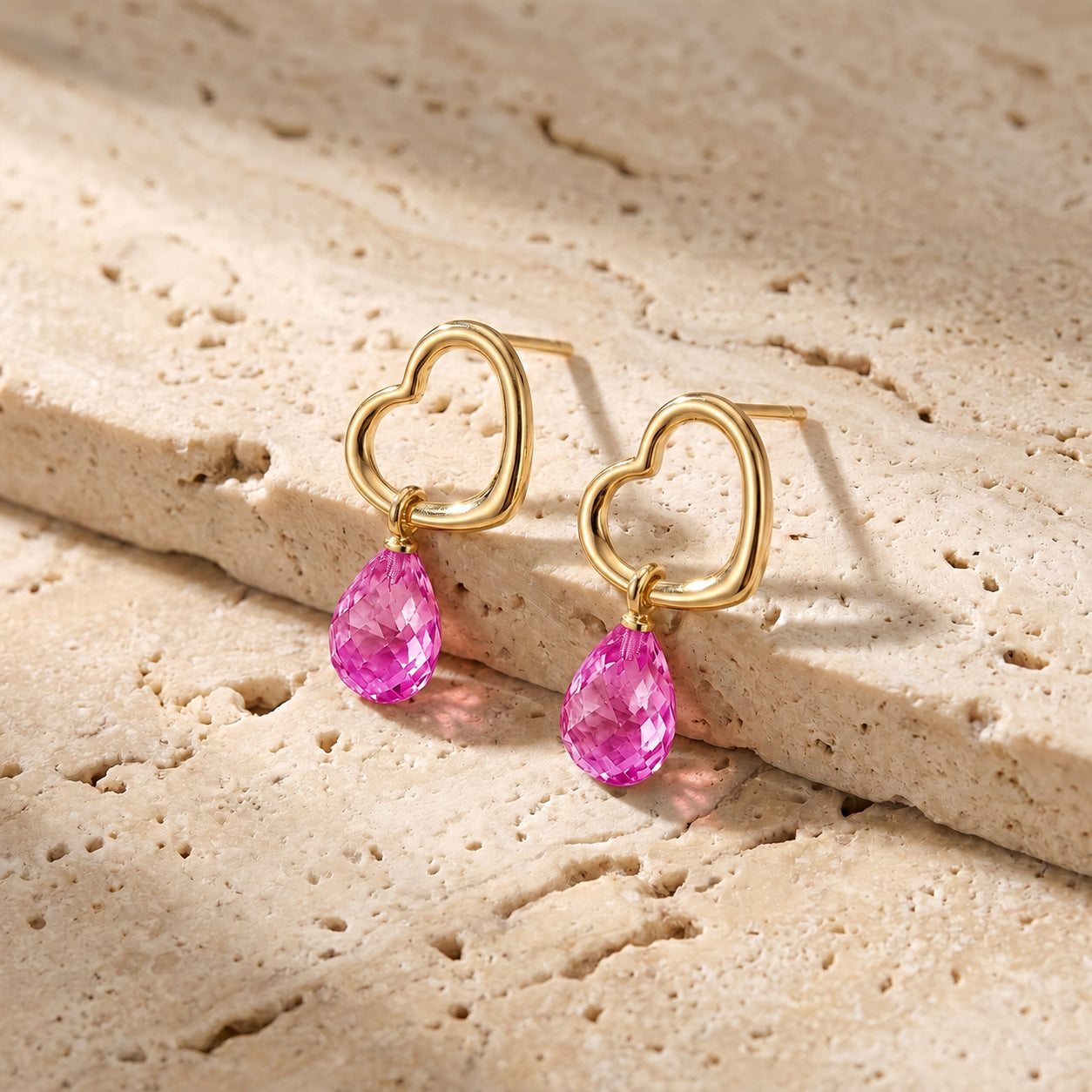 Yellow Gold Earrings Ruby 10K — Fiordaliso