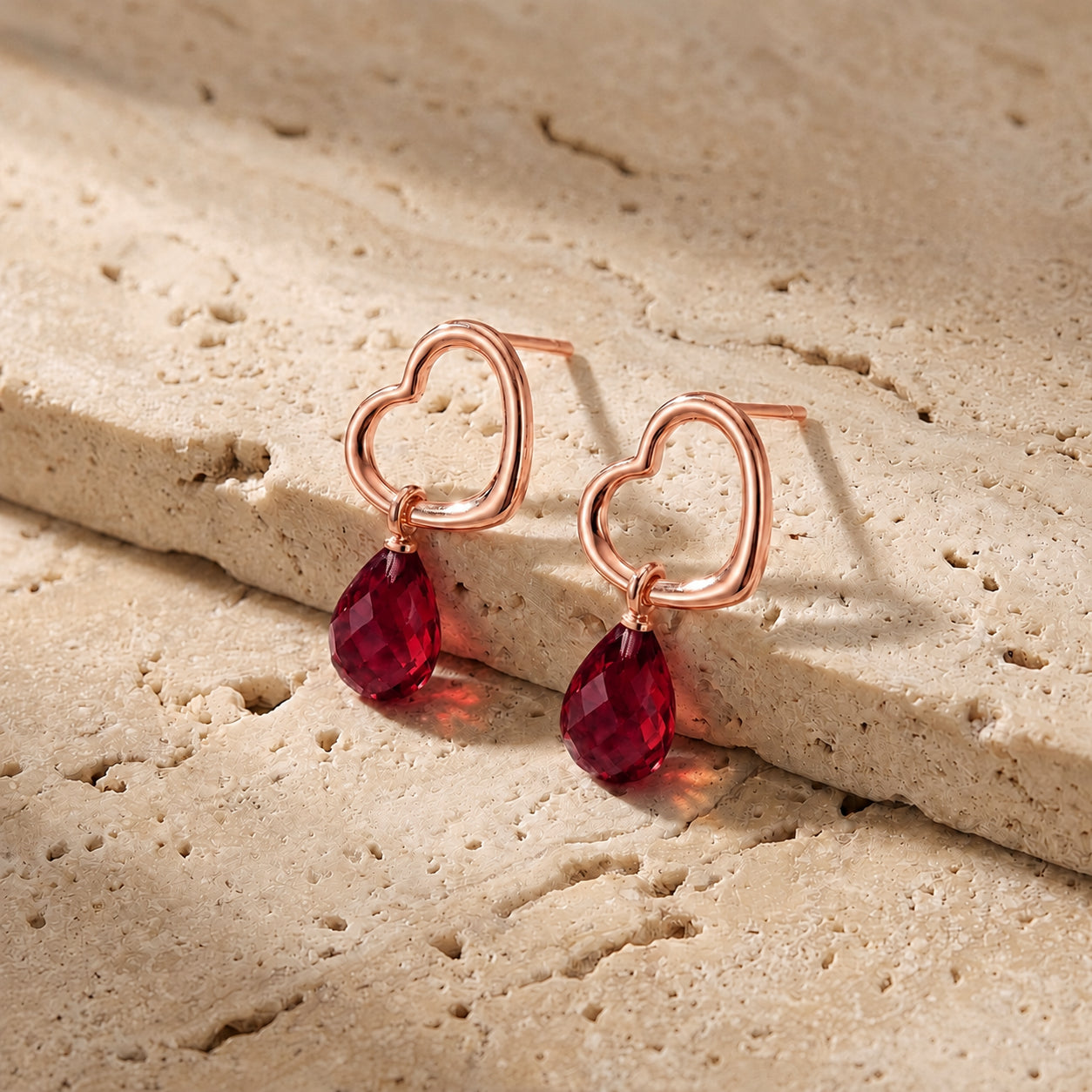 Rose Gold Earrings Sapphire 10K — Fiordaliso