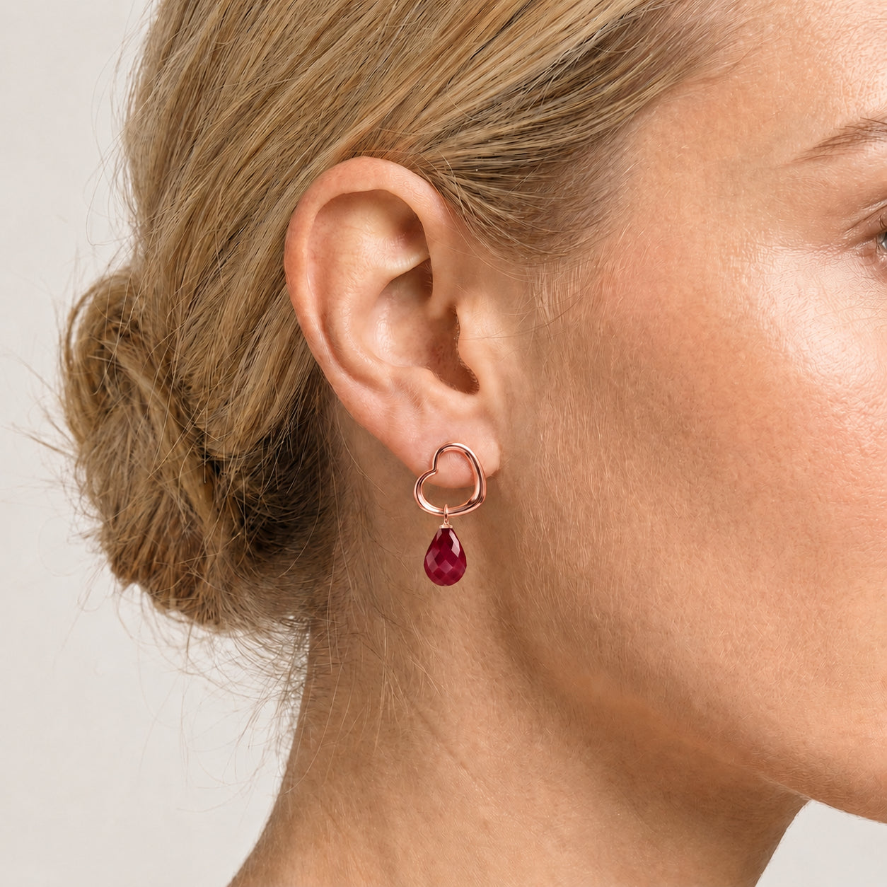 Rose Gold Earrings Sapphire 10K — Fiordaliso