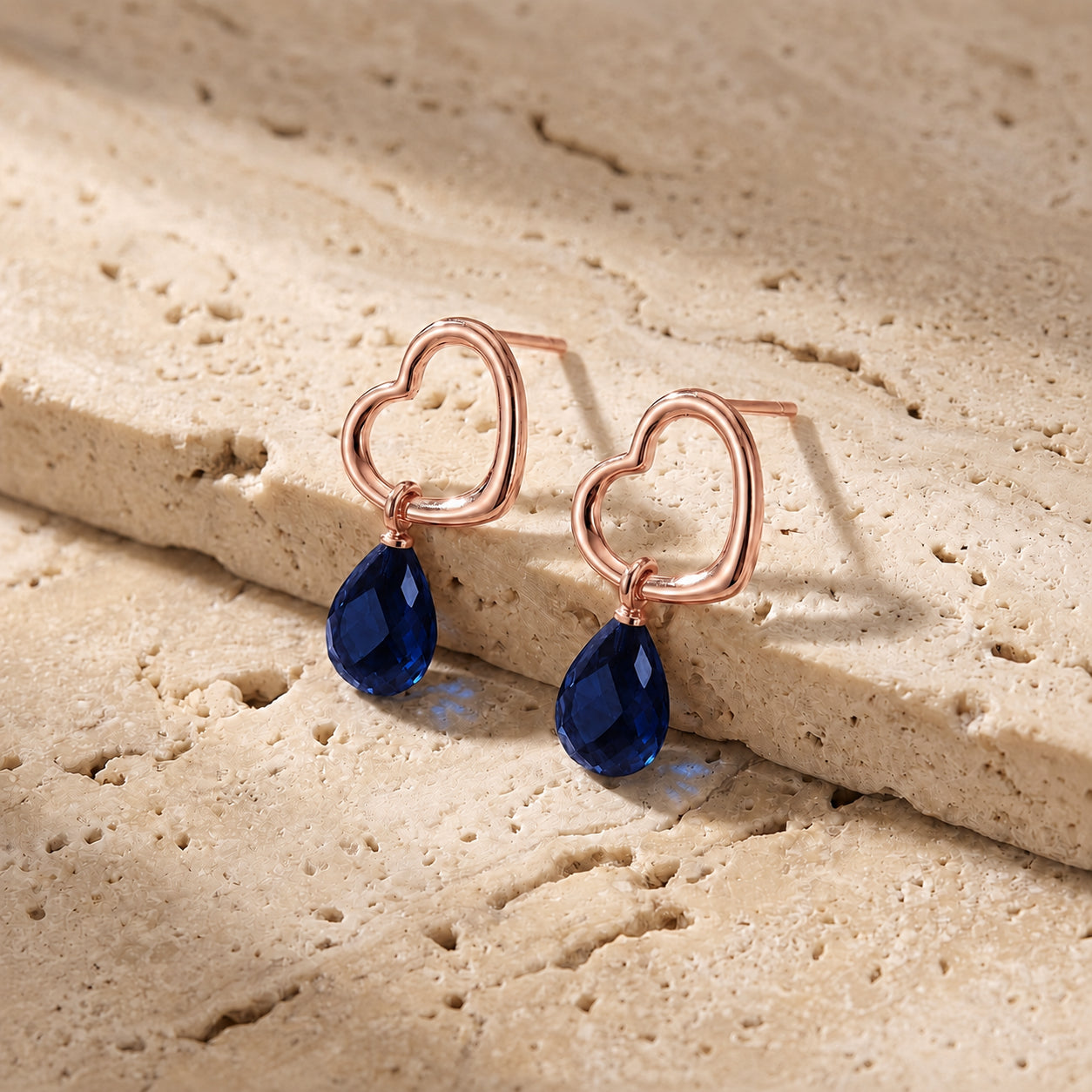 Rose Gold Earrings Emerald 10K — Fiordaliso