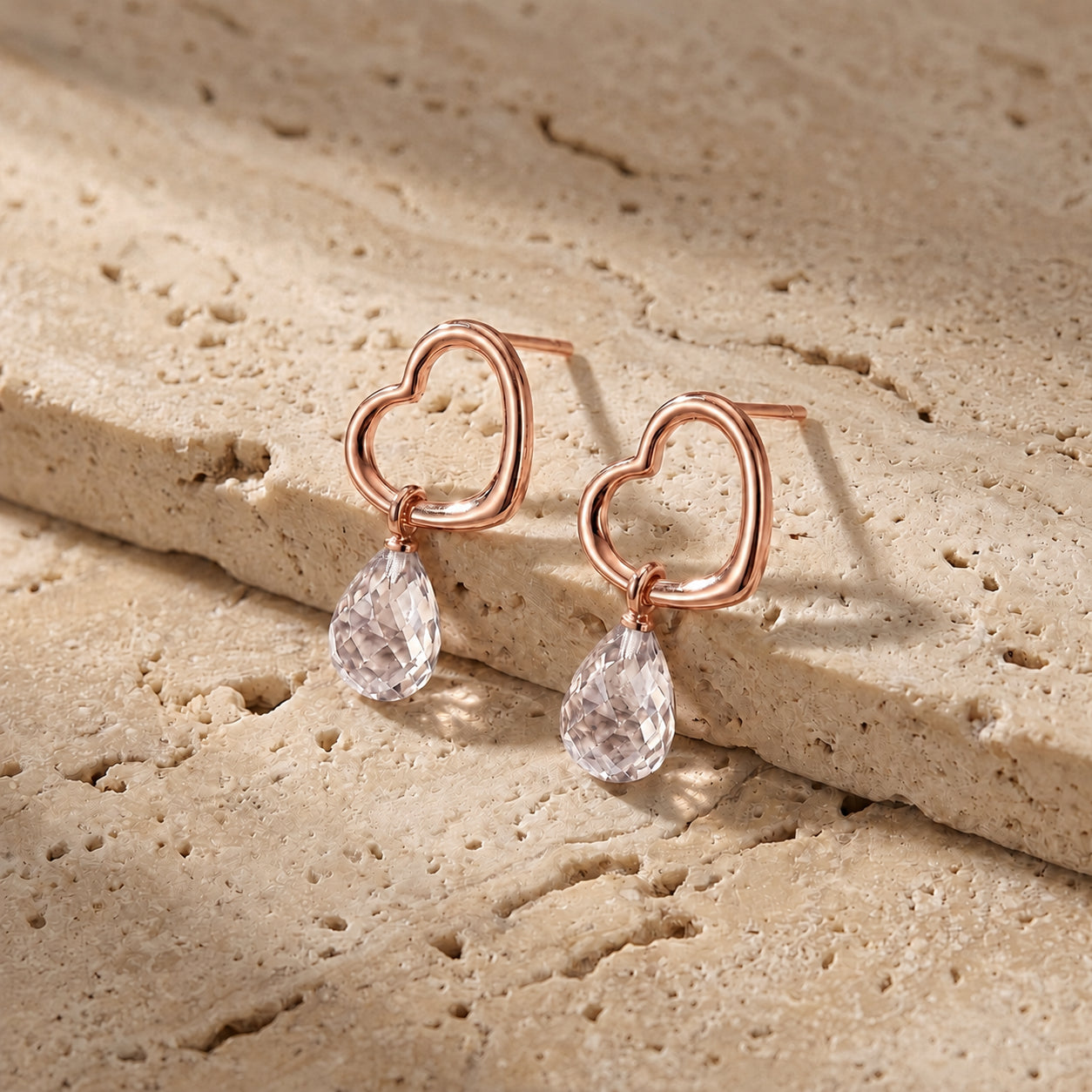 Rose Gold Earrings Pink Topaz 10K — Fiordaliso