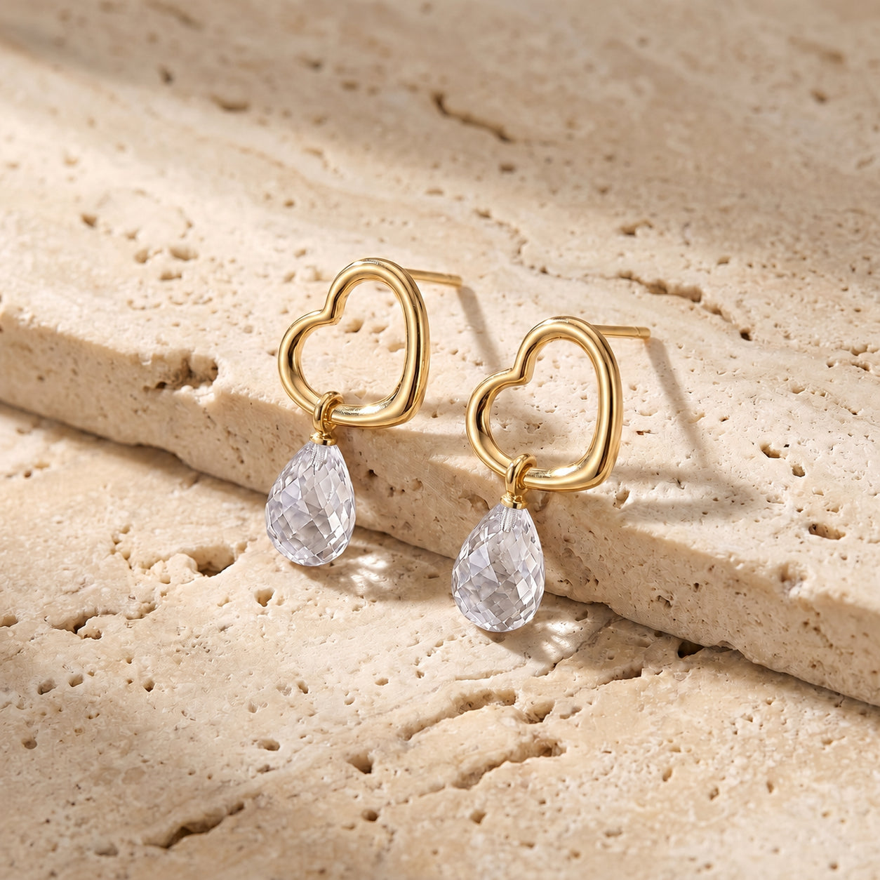 Yellow Gold Earrings Pink Topaz 10K — Fiordaliso