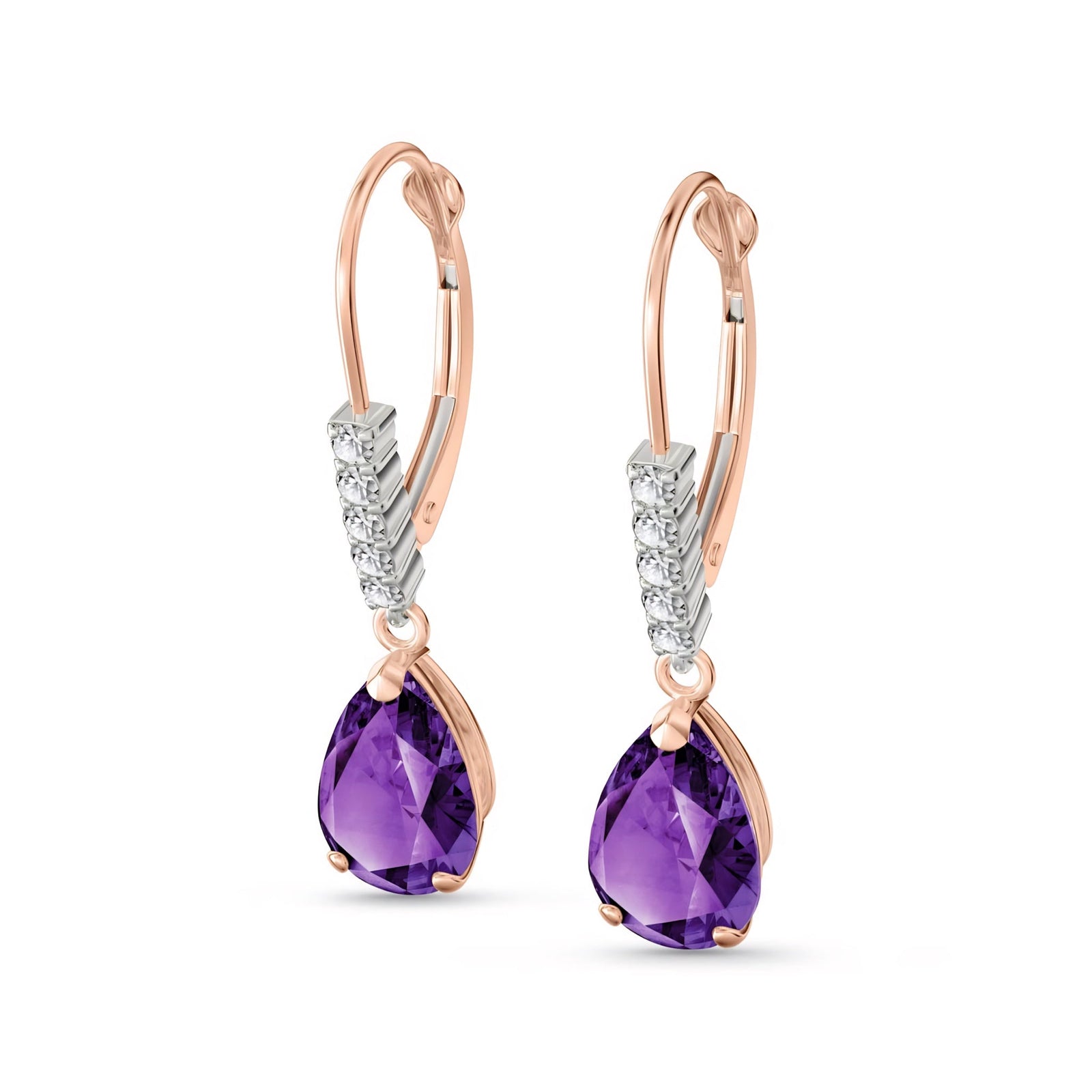 Rose Gold Petal Earrings Amethyst 10K — Immacolata