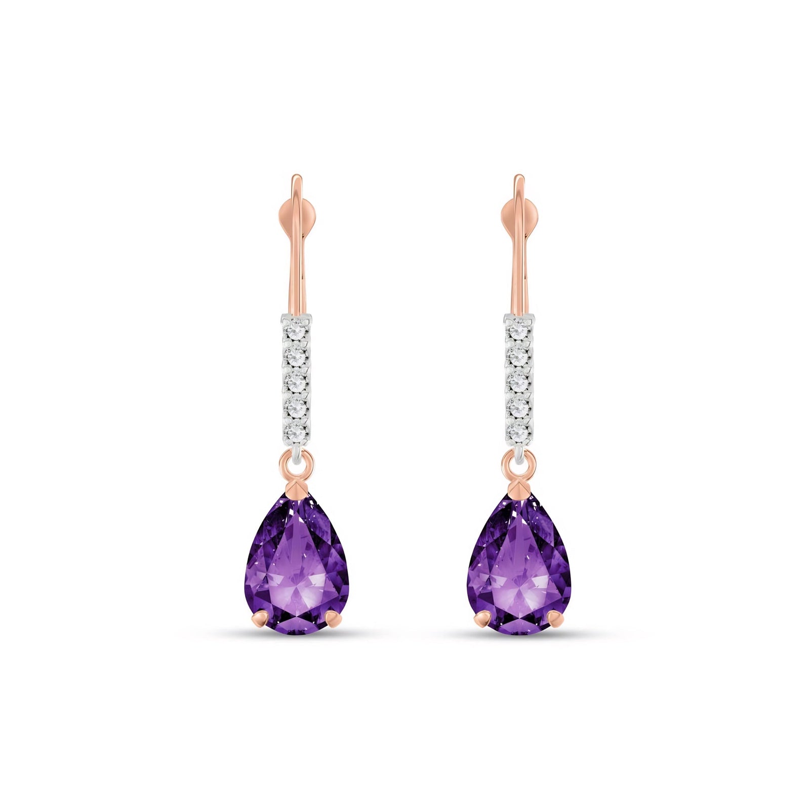 Rose Gold Petal Earrings Amethyst 10K — Immacolata