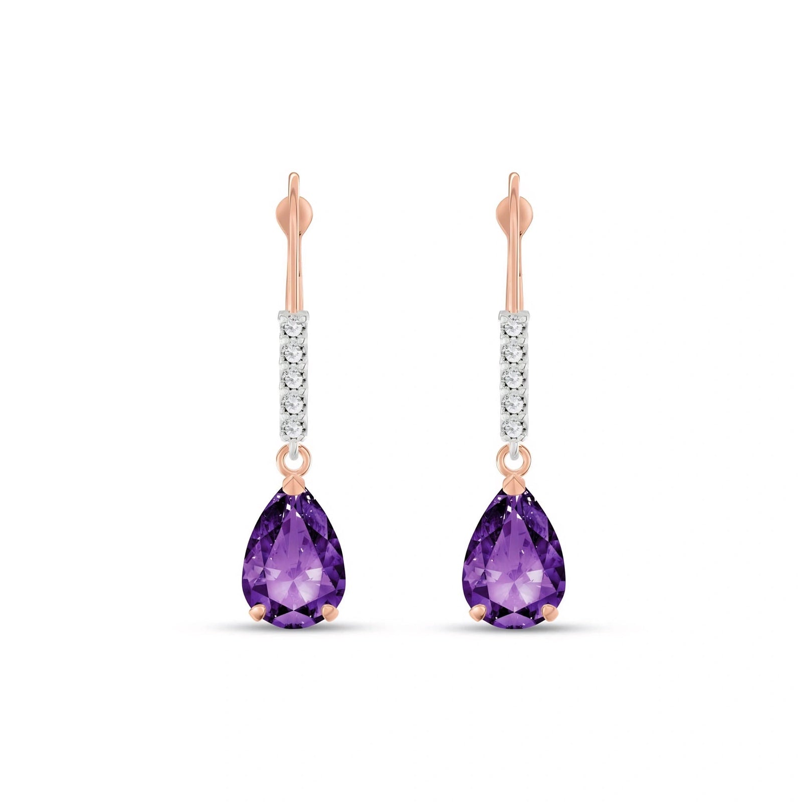 Rose Gold Petal Earrings Amethyst 10K — Immacolata