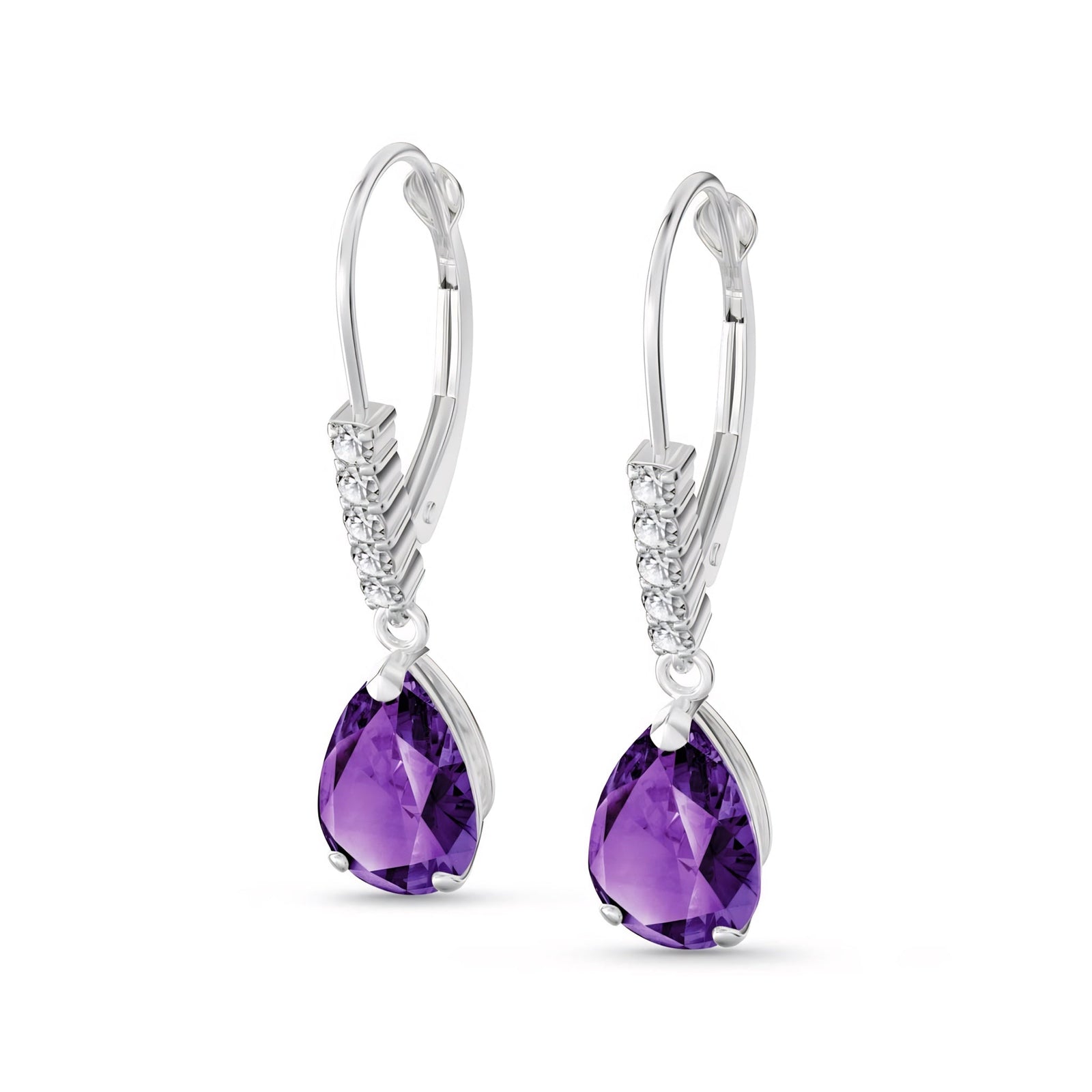 White Gold Petal Earrings Amethyst 10K — Immacolata