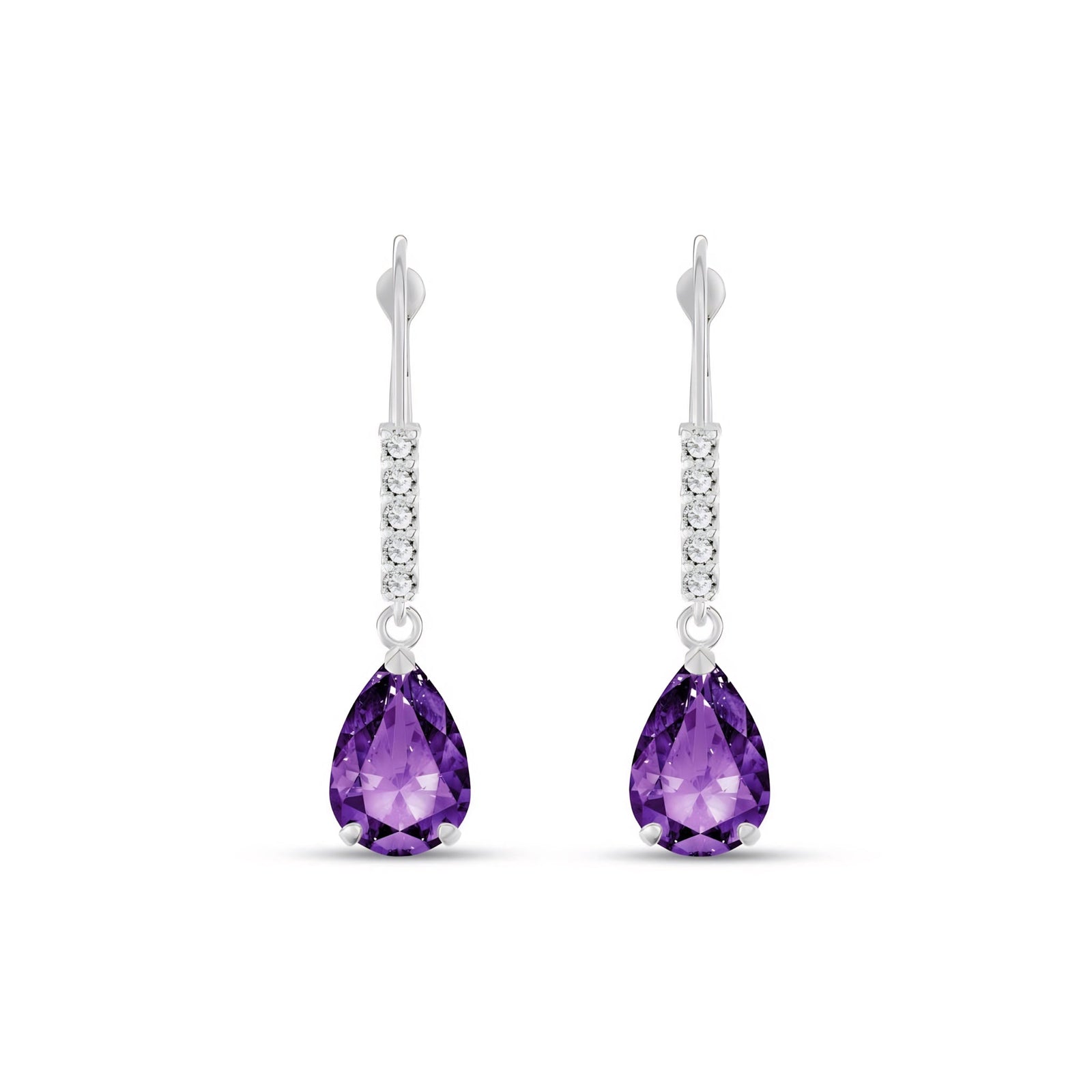 White Gold Petal Earrings Amethyst 10K — Immacolata