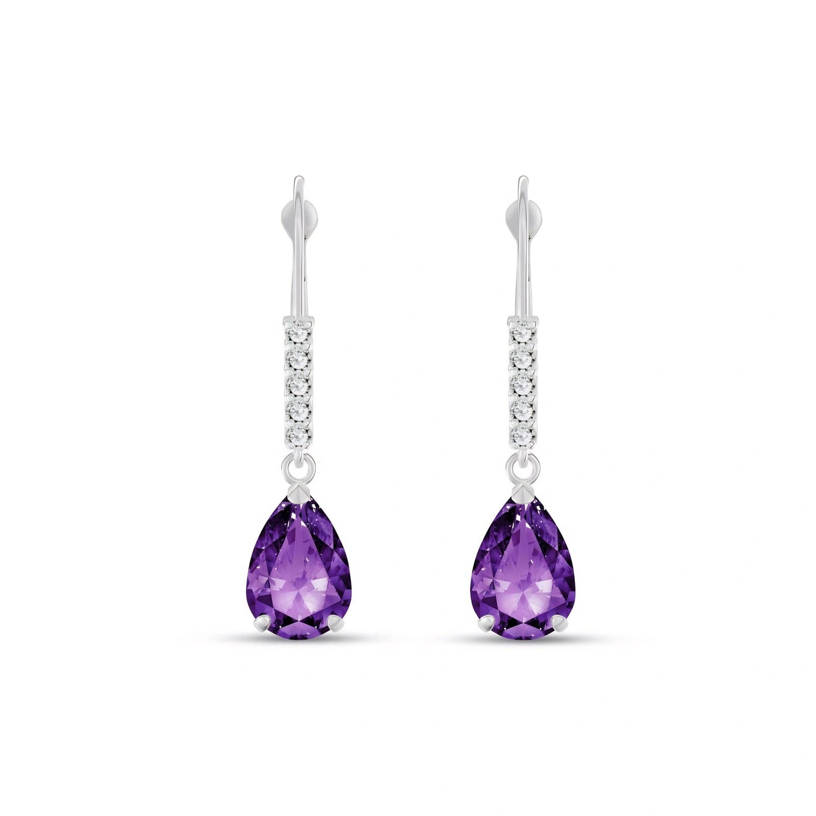 White Gold Petal Earrings Amethyst 10K — Immacolata