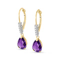 Yellow Gold Petal Earrings Amethyst 10K — Immacolata
