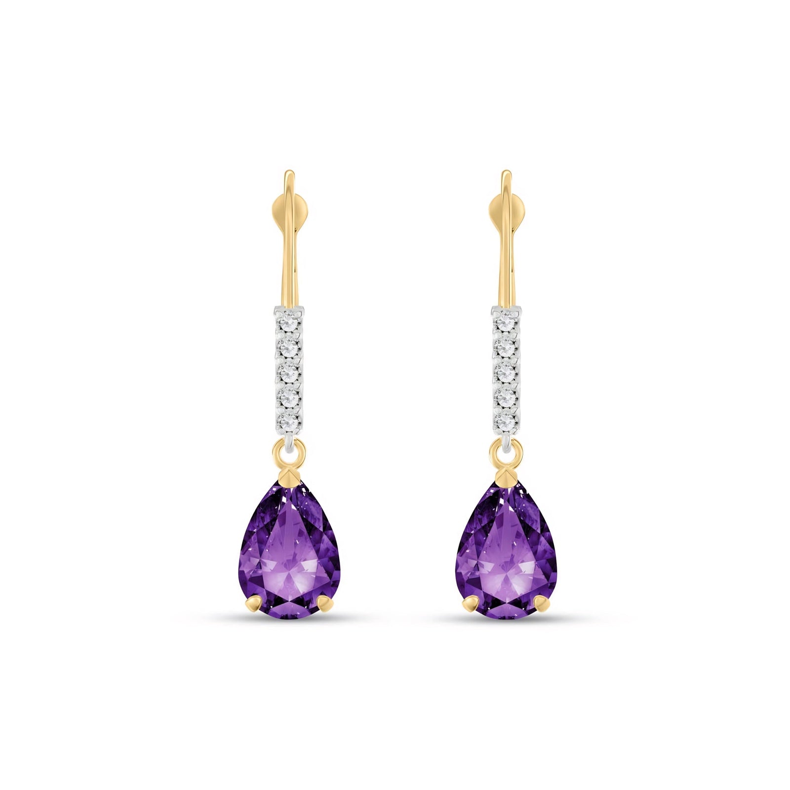 Yellow Gold Petal Earrings Amethyst 10K — Immacolata