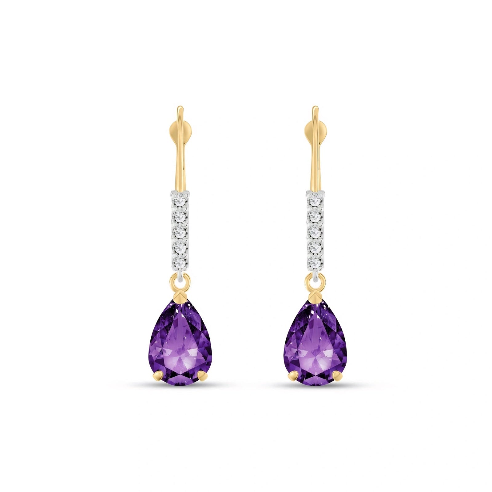 Yellow Gold Petal Earrings Amethyst 10K — Immacolata