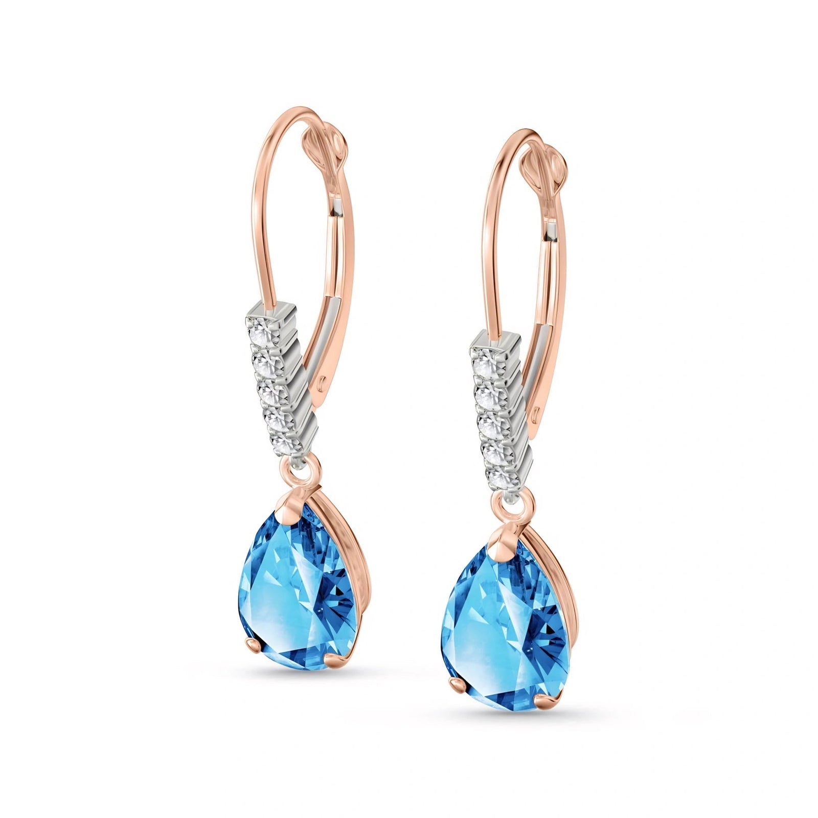 Rose Gold Petal Earrings Blue Topaz 10K — Immacolata