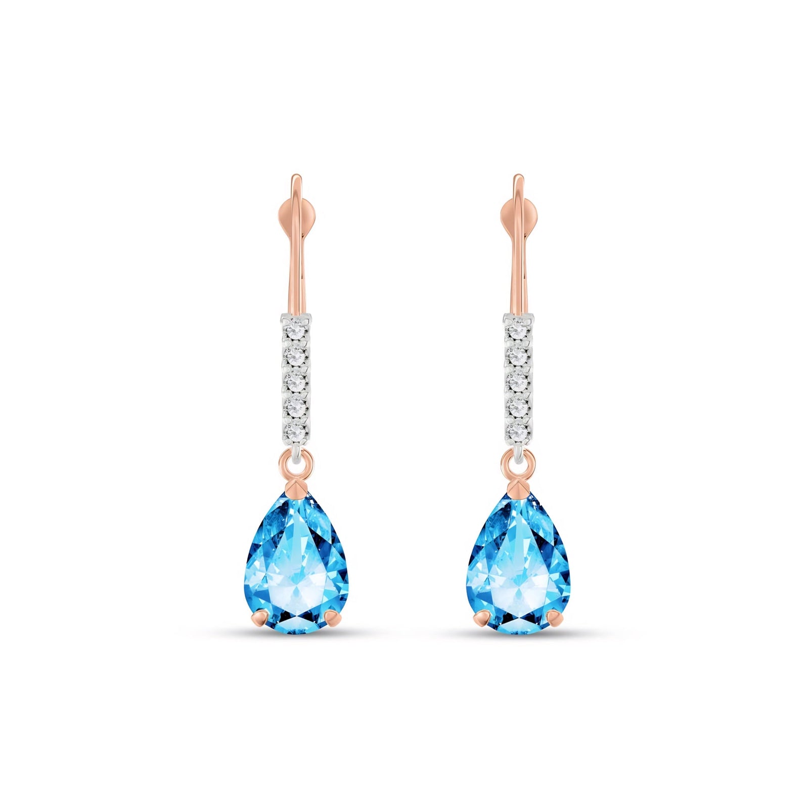 Rose Gold Petal Earrings Blue Topaz 10K — Immacolata