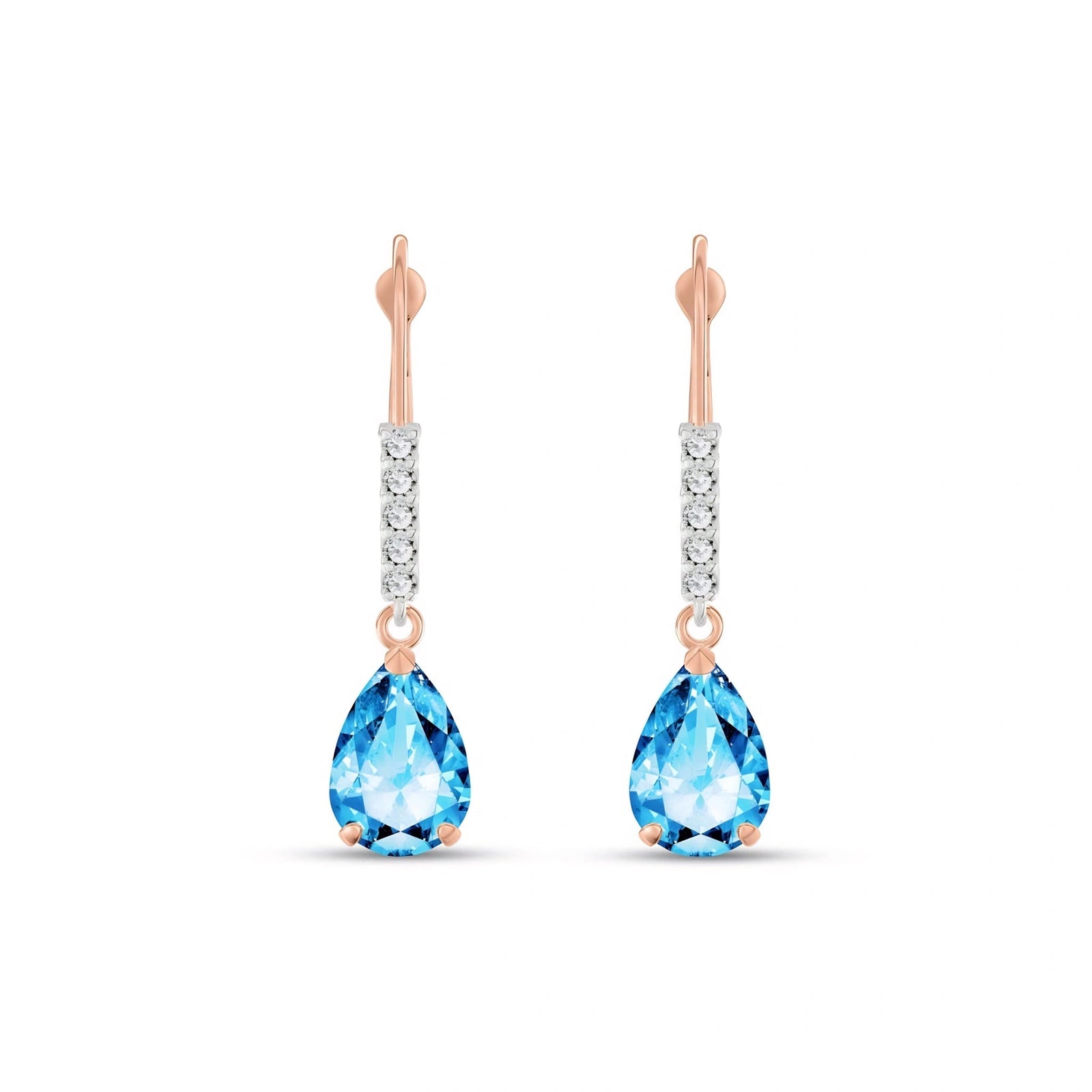Rose Gold Petal Earrings Blue Topaz 10K — Immacolata