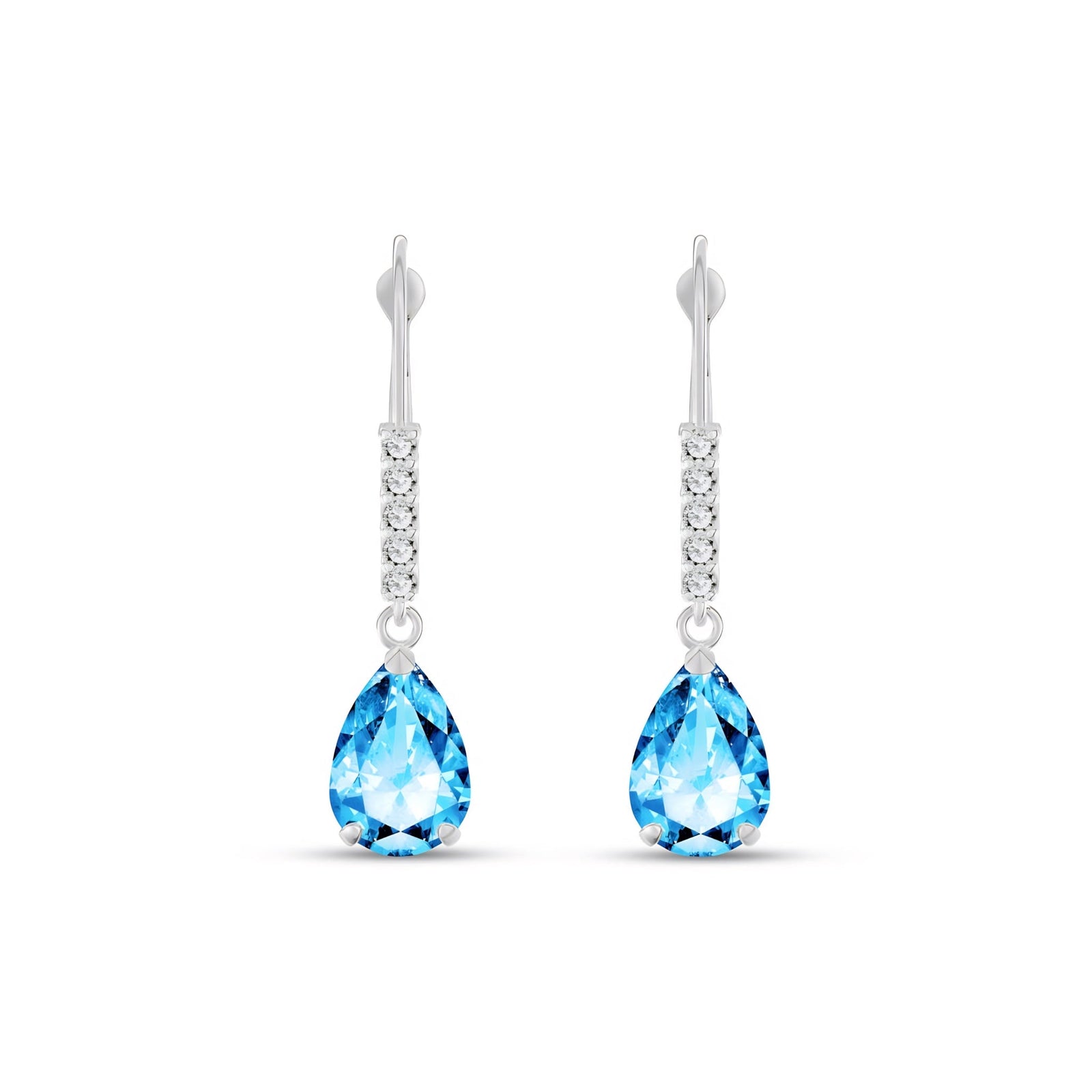 White Gold Petal Earrings Blue Topaz 10K — Immacolata