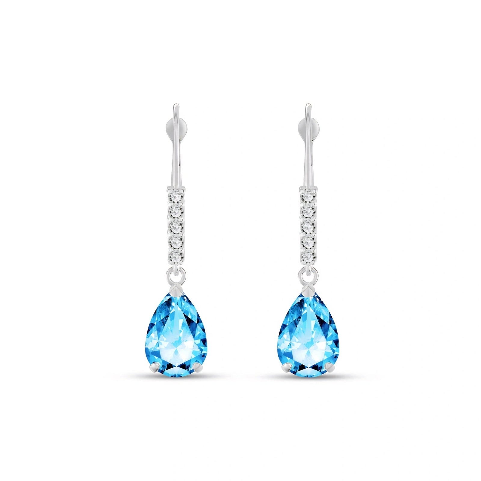 White Gold Petal Earrings Blue Topaz 10K — Immacolata