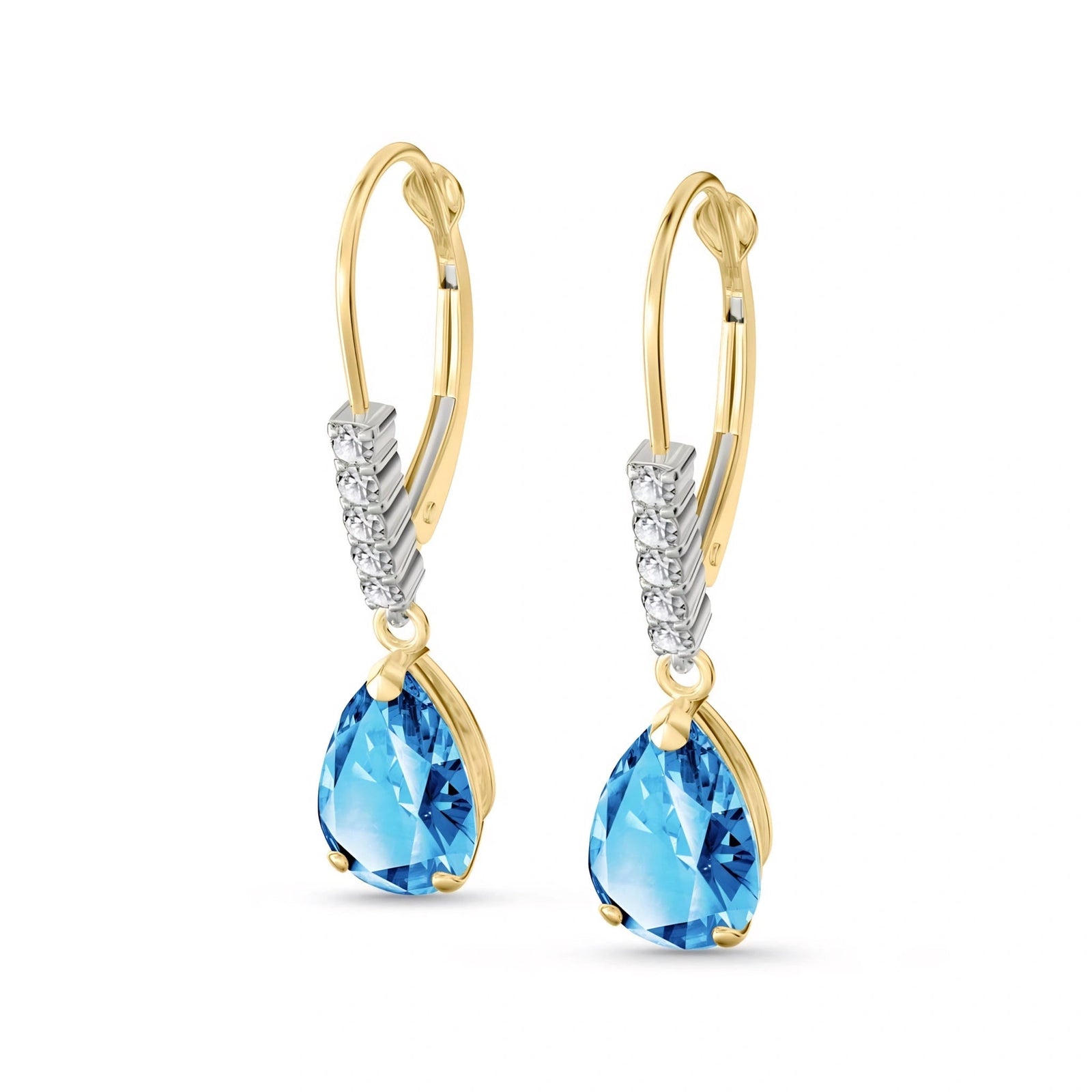 Yellow Gold Petal Earrings Blue Topaz 10K — Immacolata