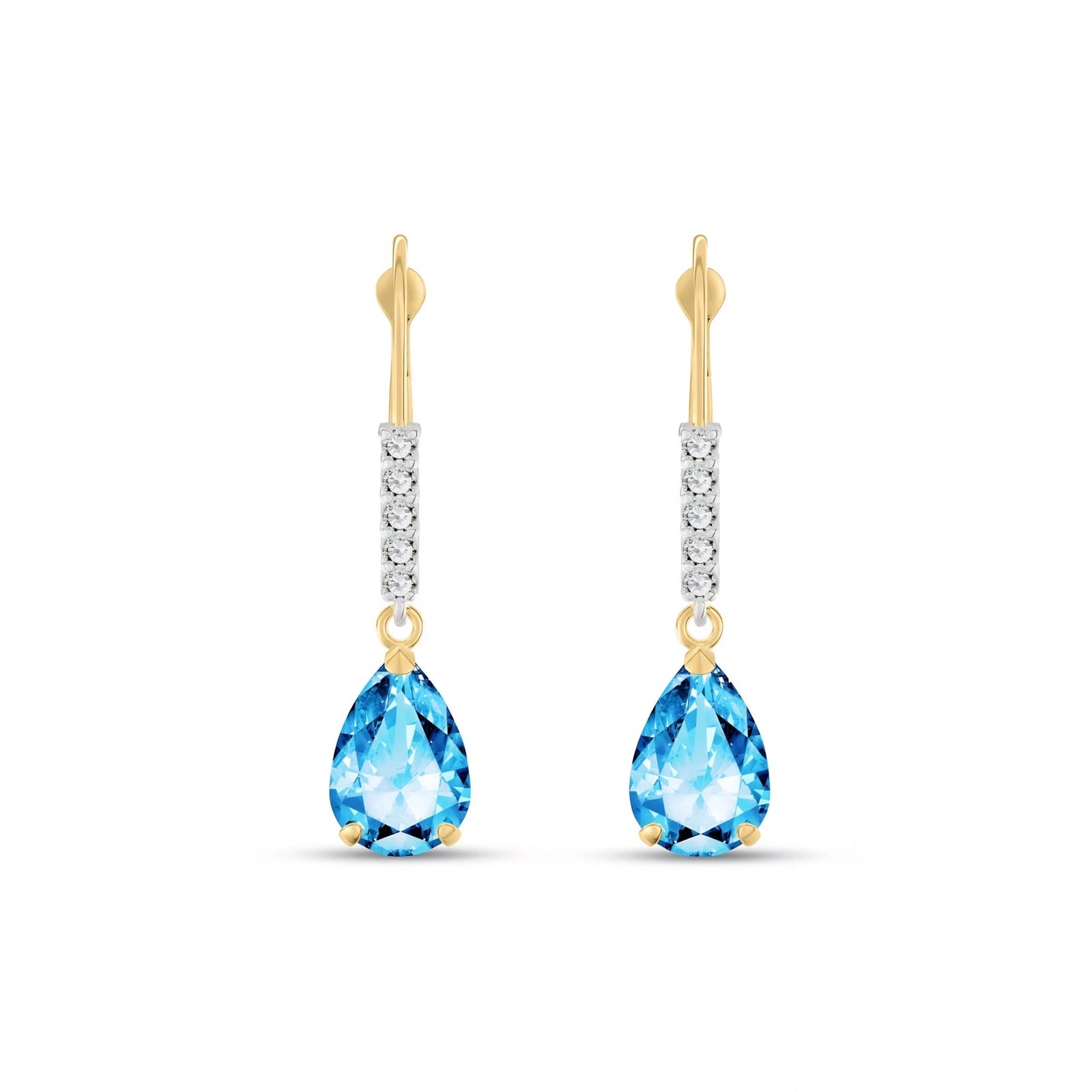 Yellow Gold Petal Earrings Blue Topaz 10K — Immacolata